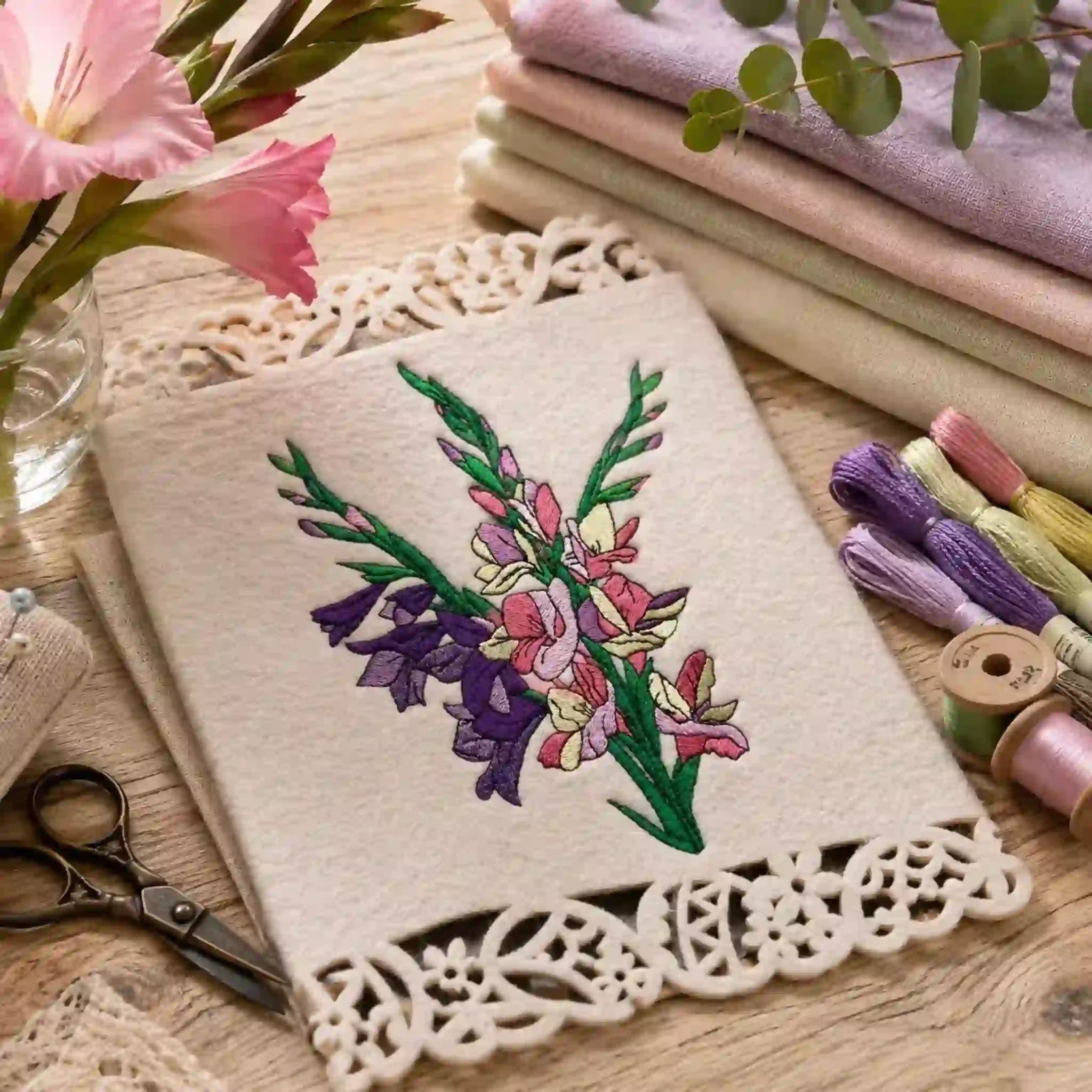 Stickdatei Blumen Gladiolen 🌸 – Vollstick | 13x18 & 16x26cm