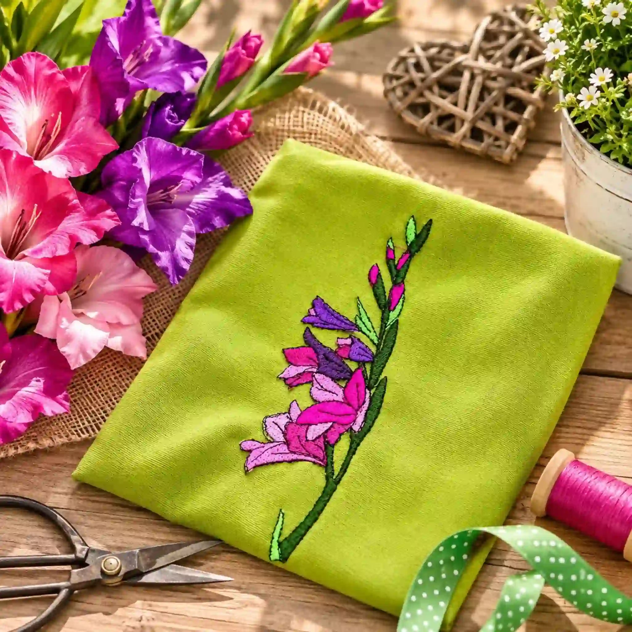 Stickdatei Blumen Gladiolen 🌸 – Vollstick | 13x18 & 16x26cm