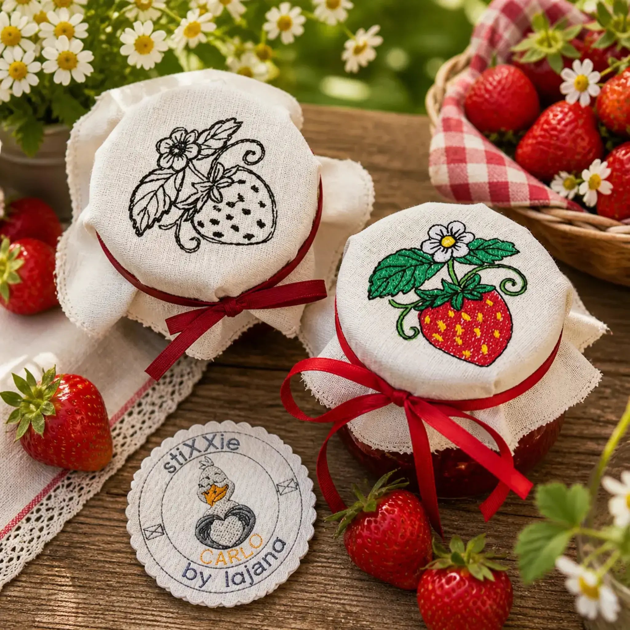 Stickdatei Erdbeerfreuden 🍓 – Scribble & Vollstick