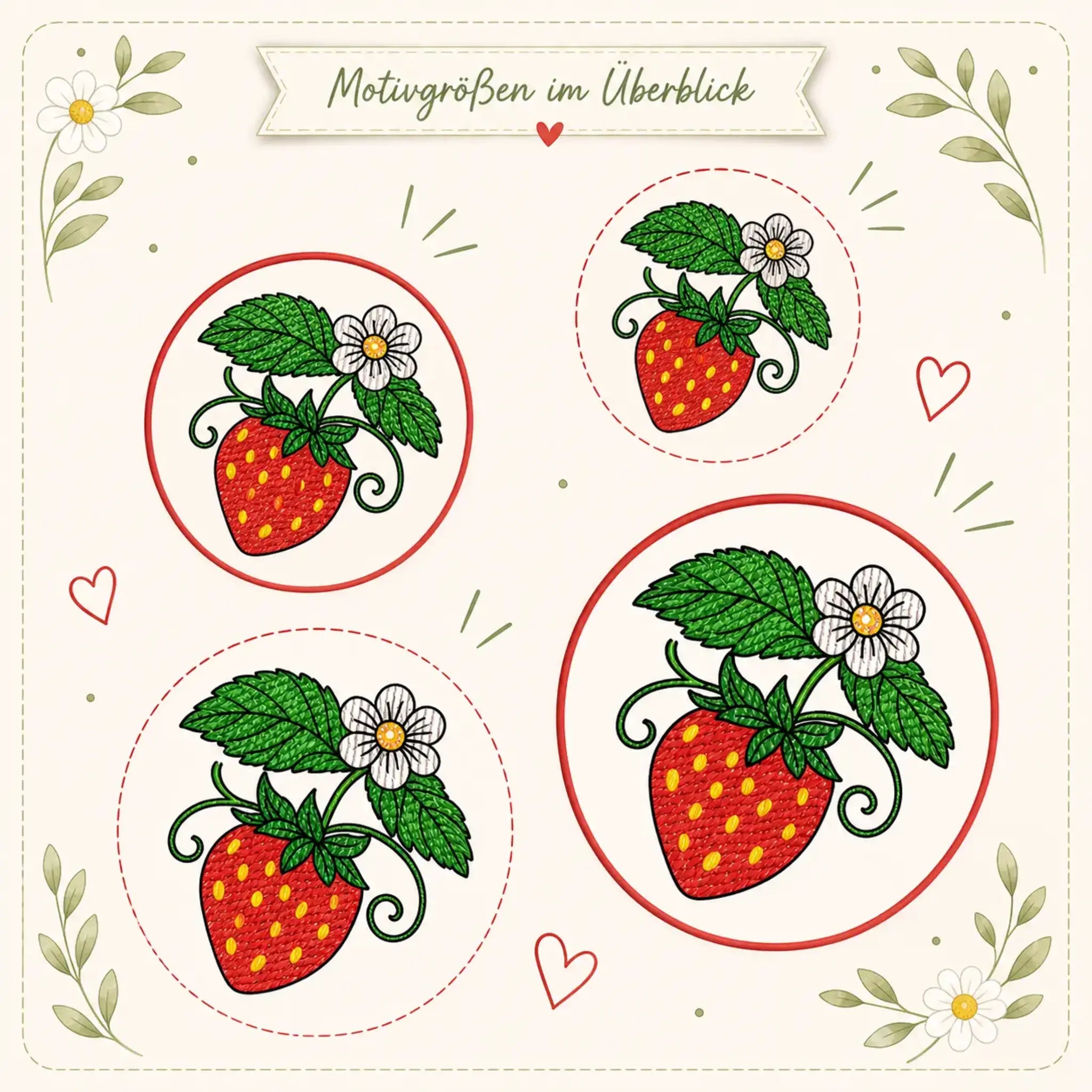 Stickdatei Erdbeerliebe 🍓 – Das große Erdbeer-Bundle