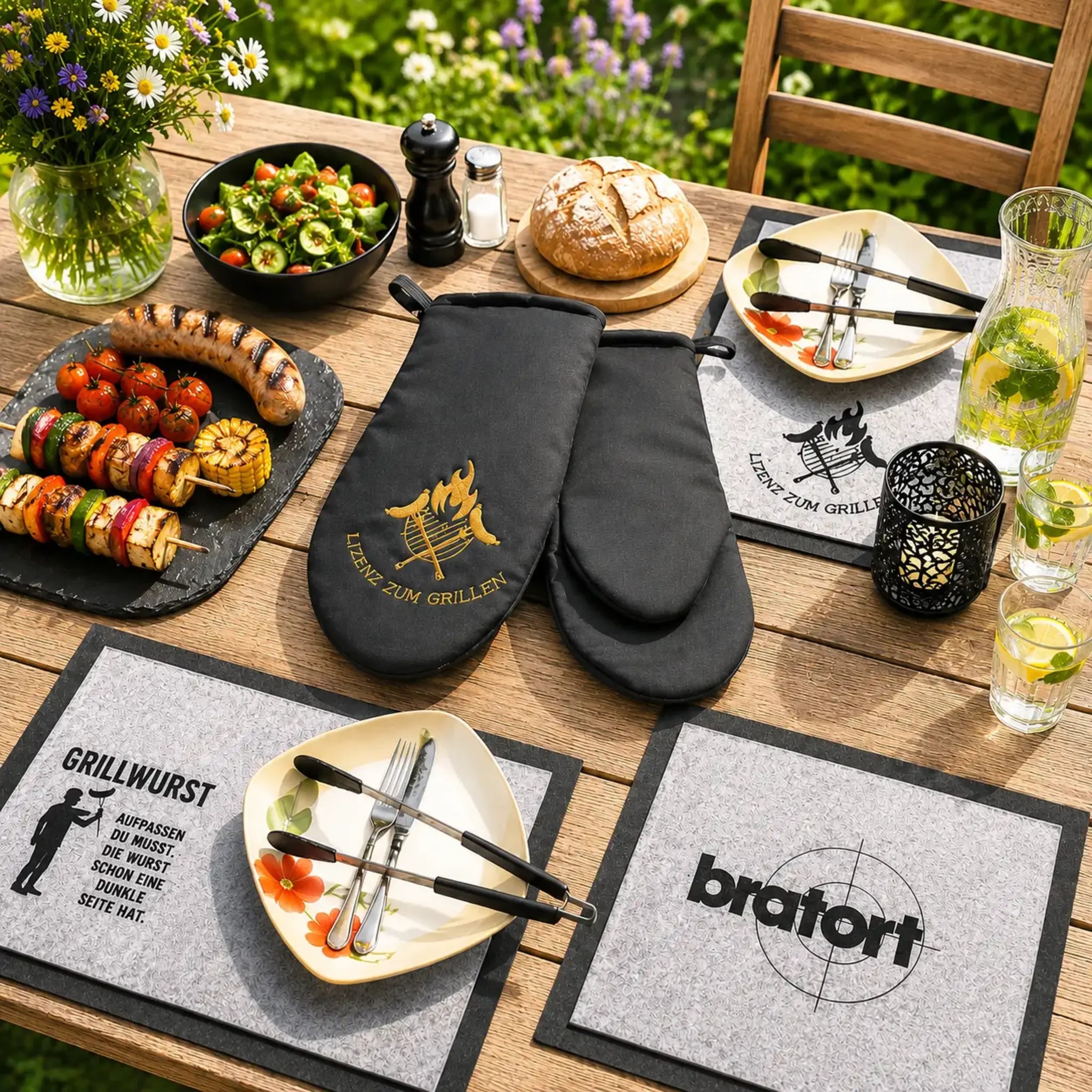 Stickdatei Grillen Vatertag – 3-teiliges Set 10x10 & 13x18 | BBQ Stickmotive