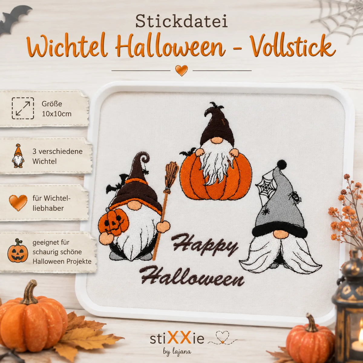 Stickdatei Wichtel Halloween