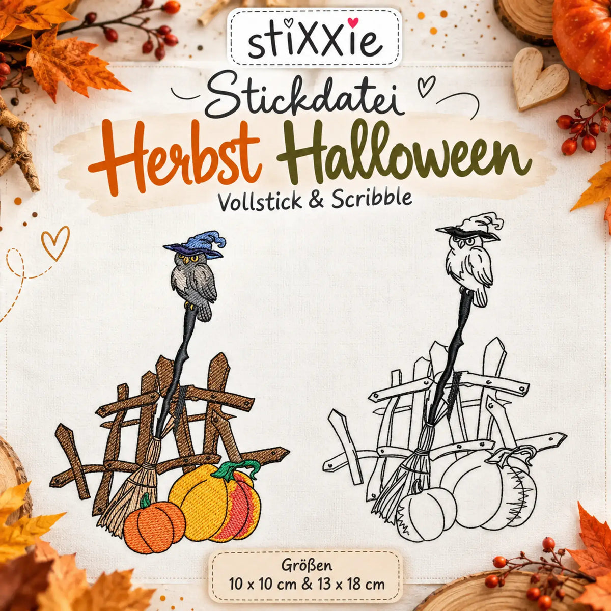 Stickdatei Herbst Halloween – Color & Scribble