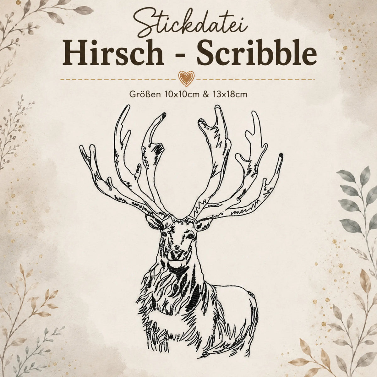 Stickdatei Hirsch Scribble