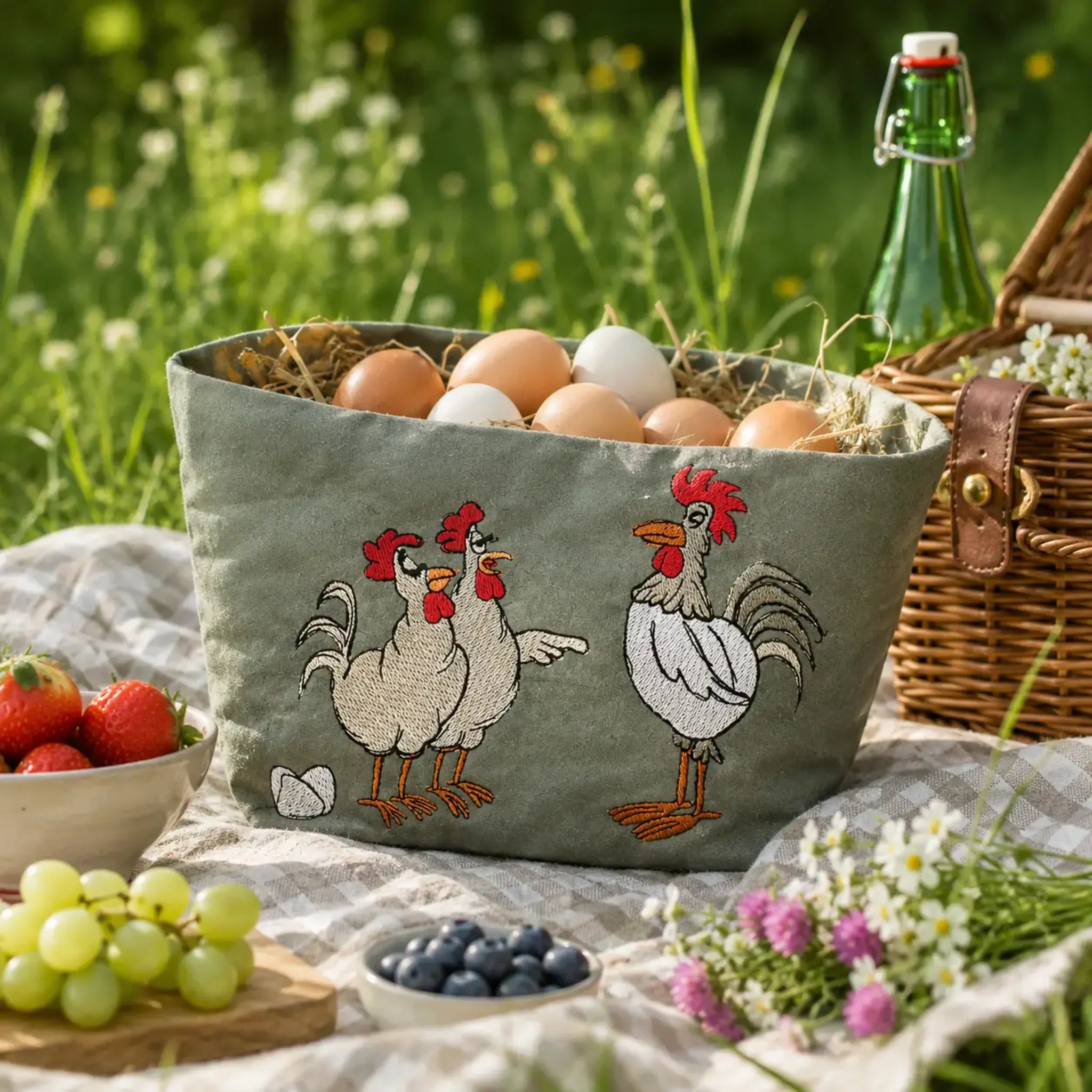 Stickdatei Hühnerbande - Lustige Hühner mit Sprüchen