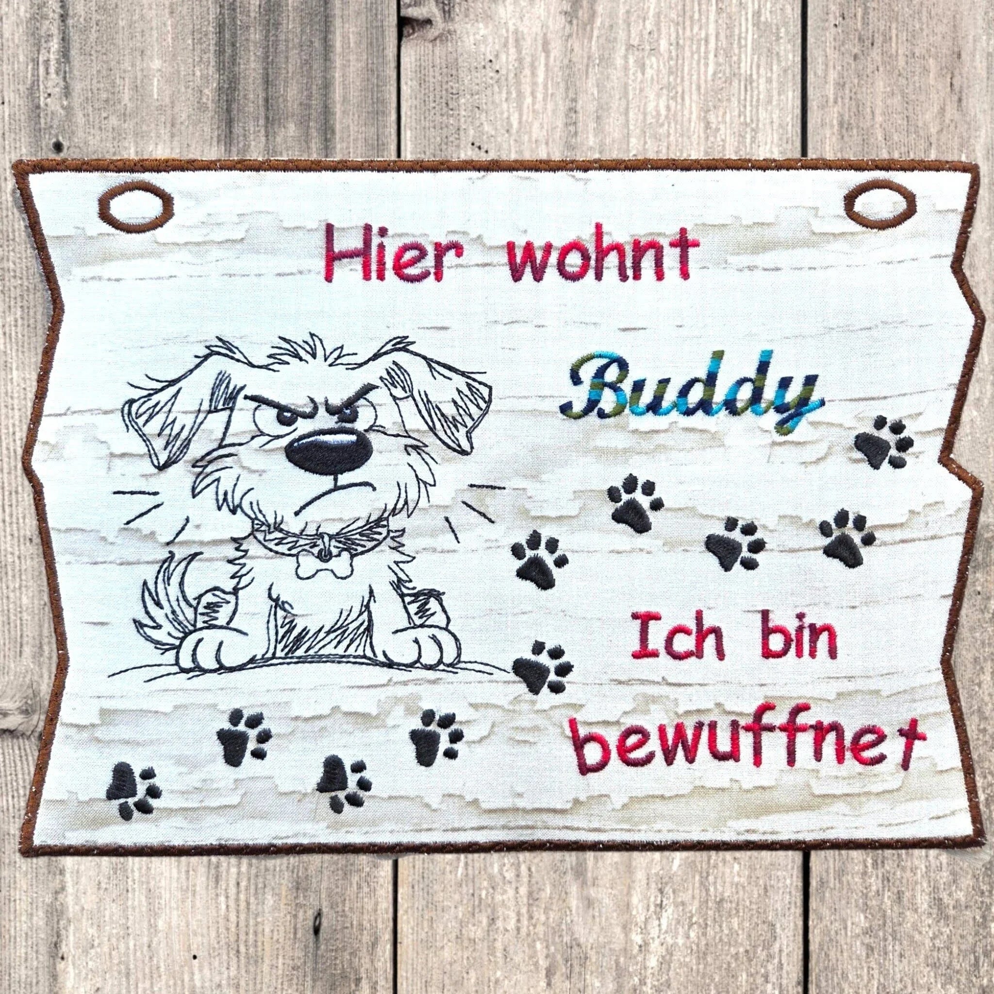 Stickdatei Hund bewuffnet