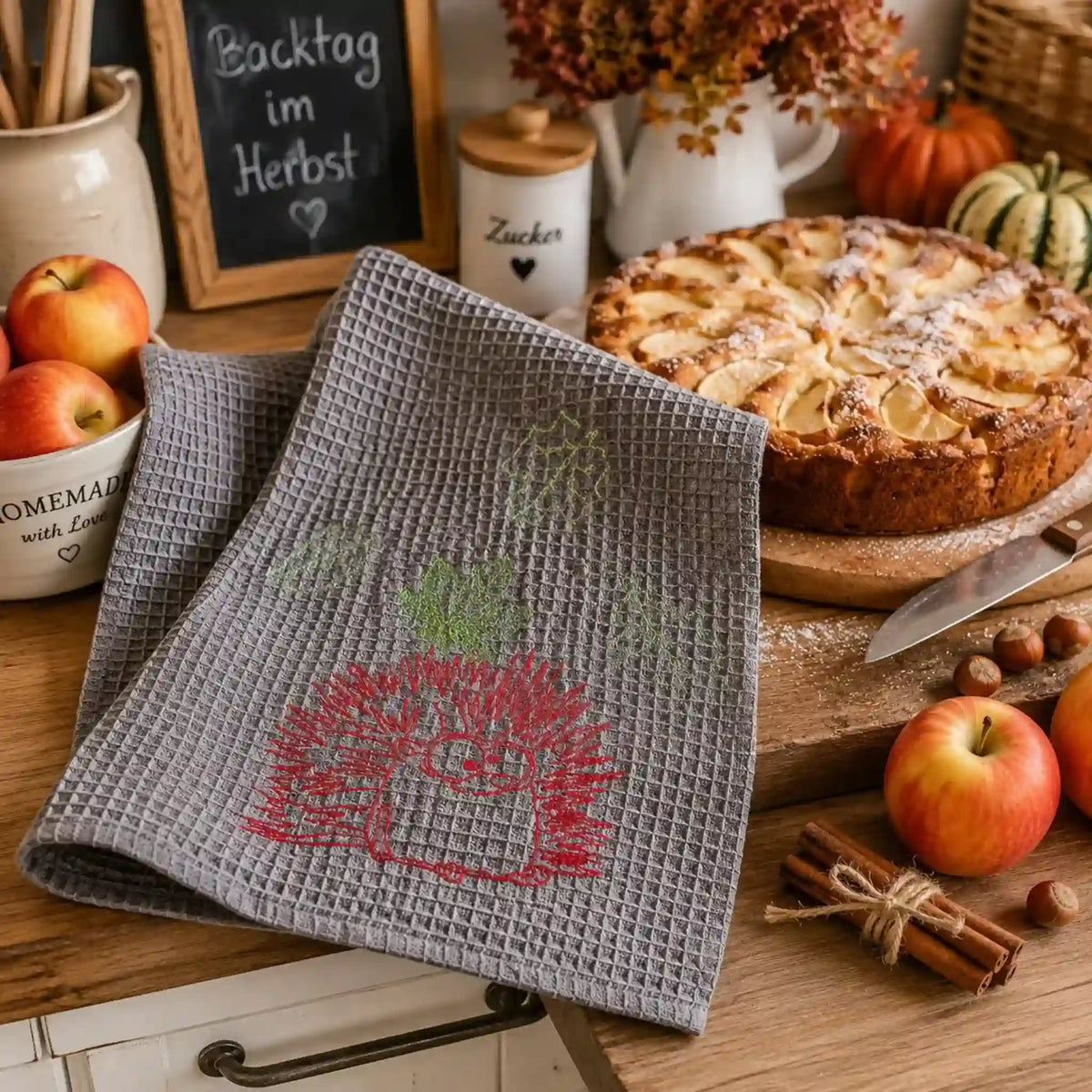 Stickdatei Igel und Herbstmotive