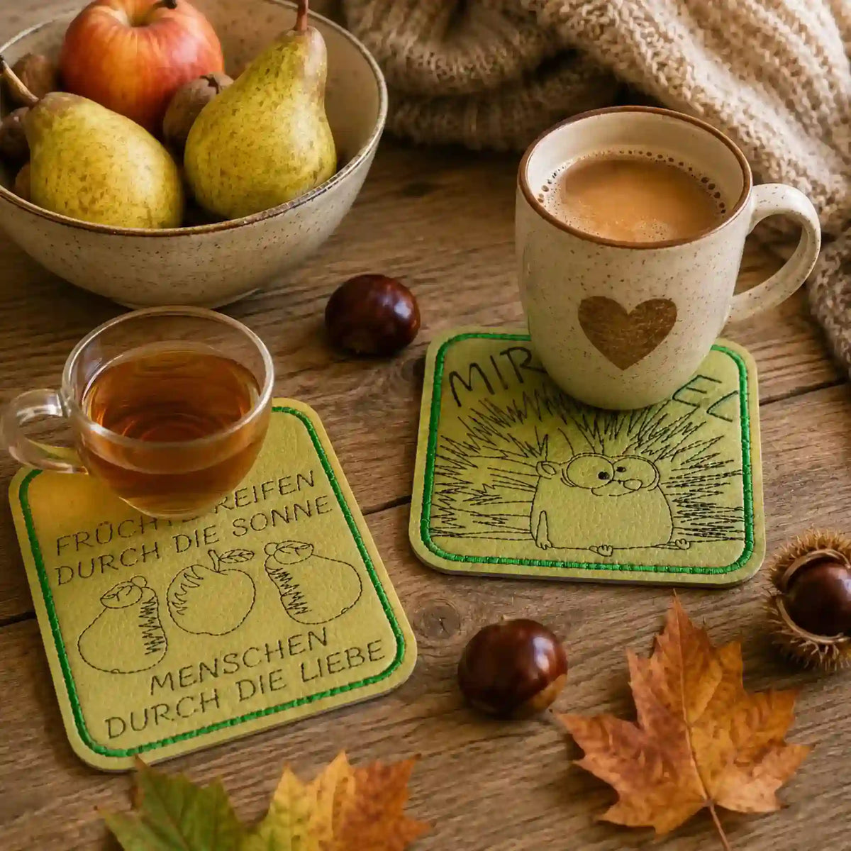 Stickdatei Igel und Herbstmotive