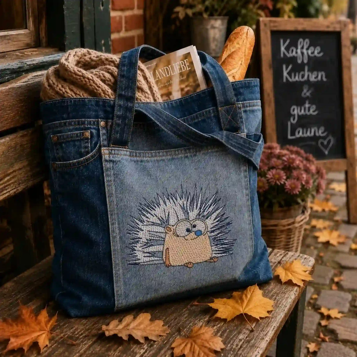 Stickdatei Igel und Herbstmotive
