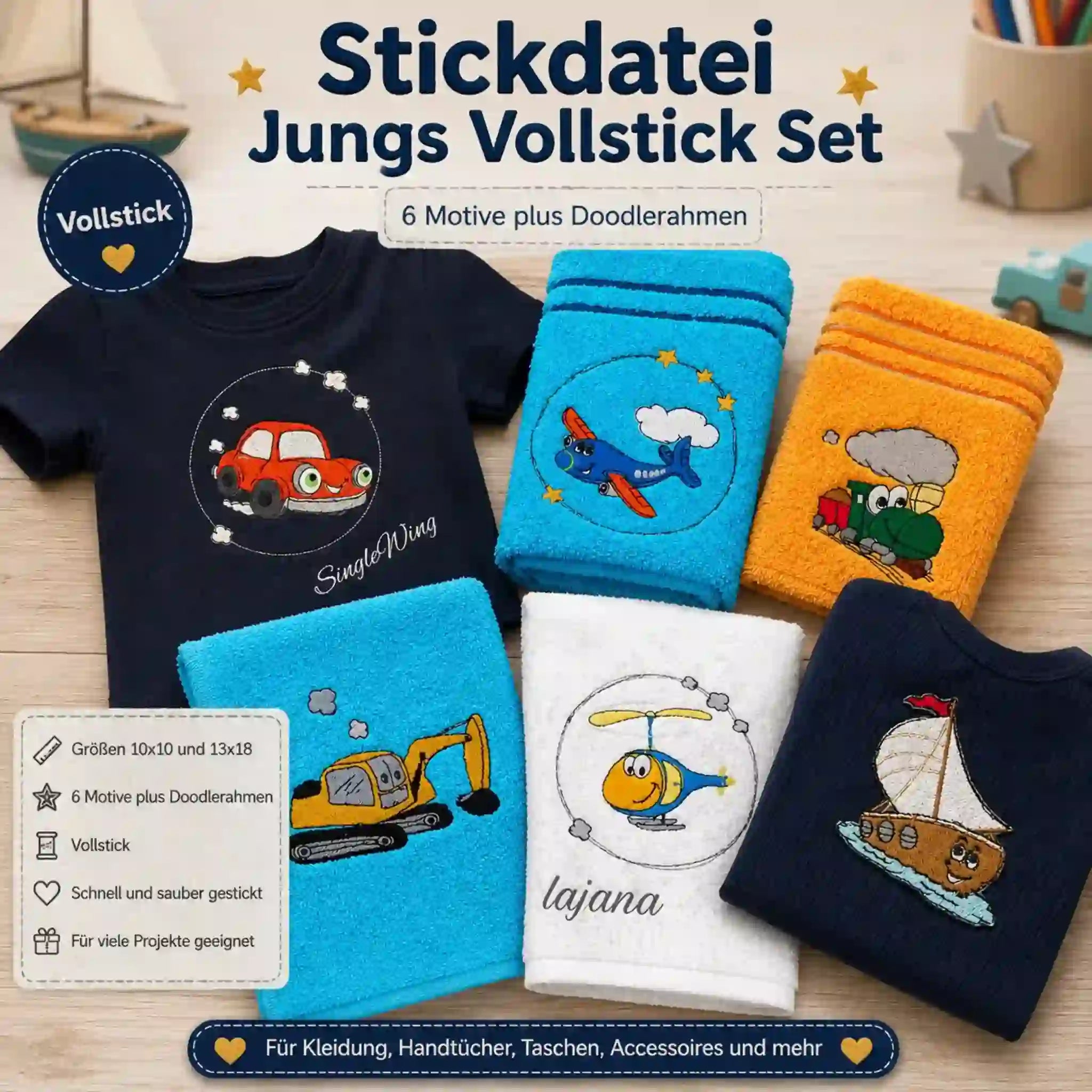 Stickdatei Jungs Vollstick Set