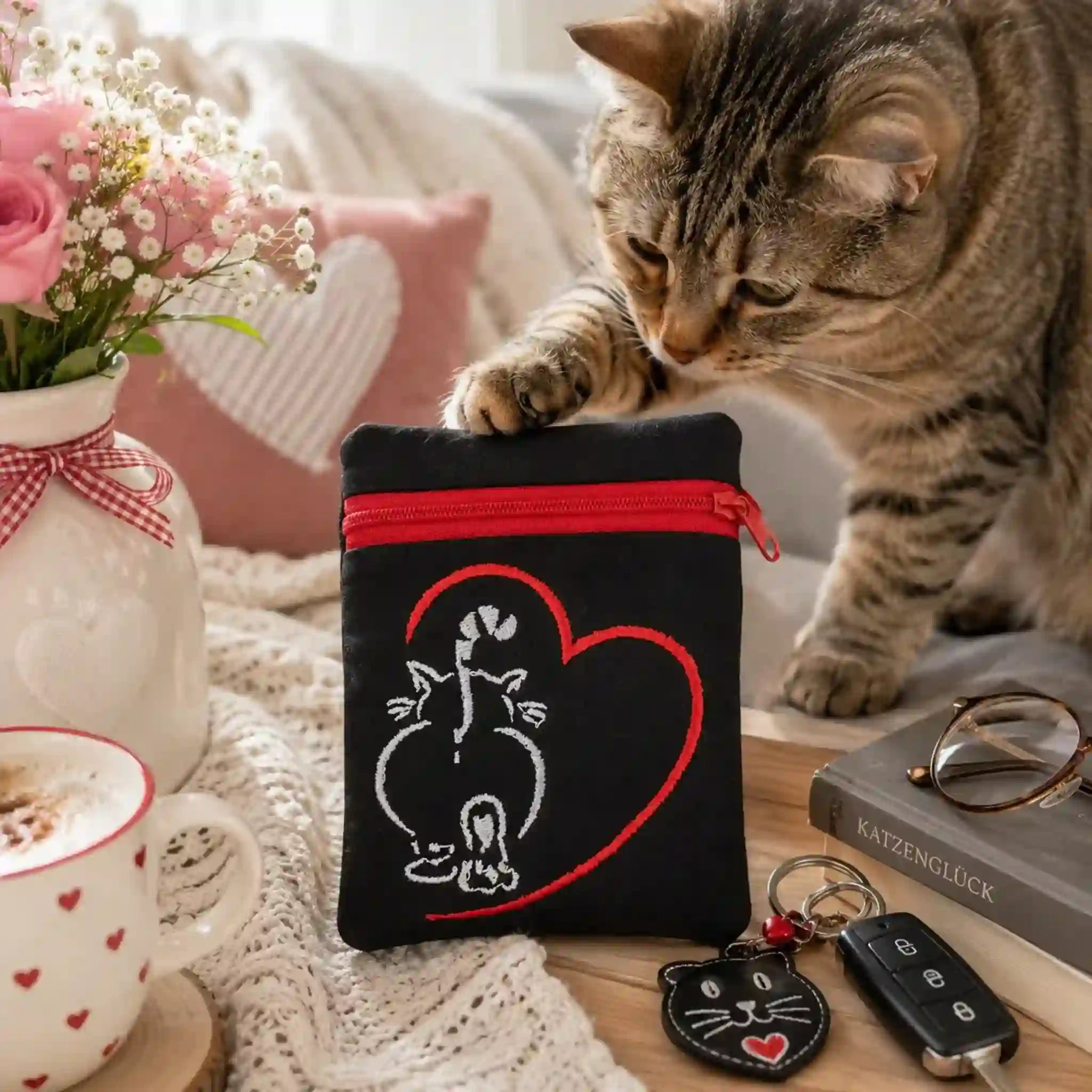 Stickdatei Katze mit Herz