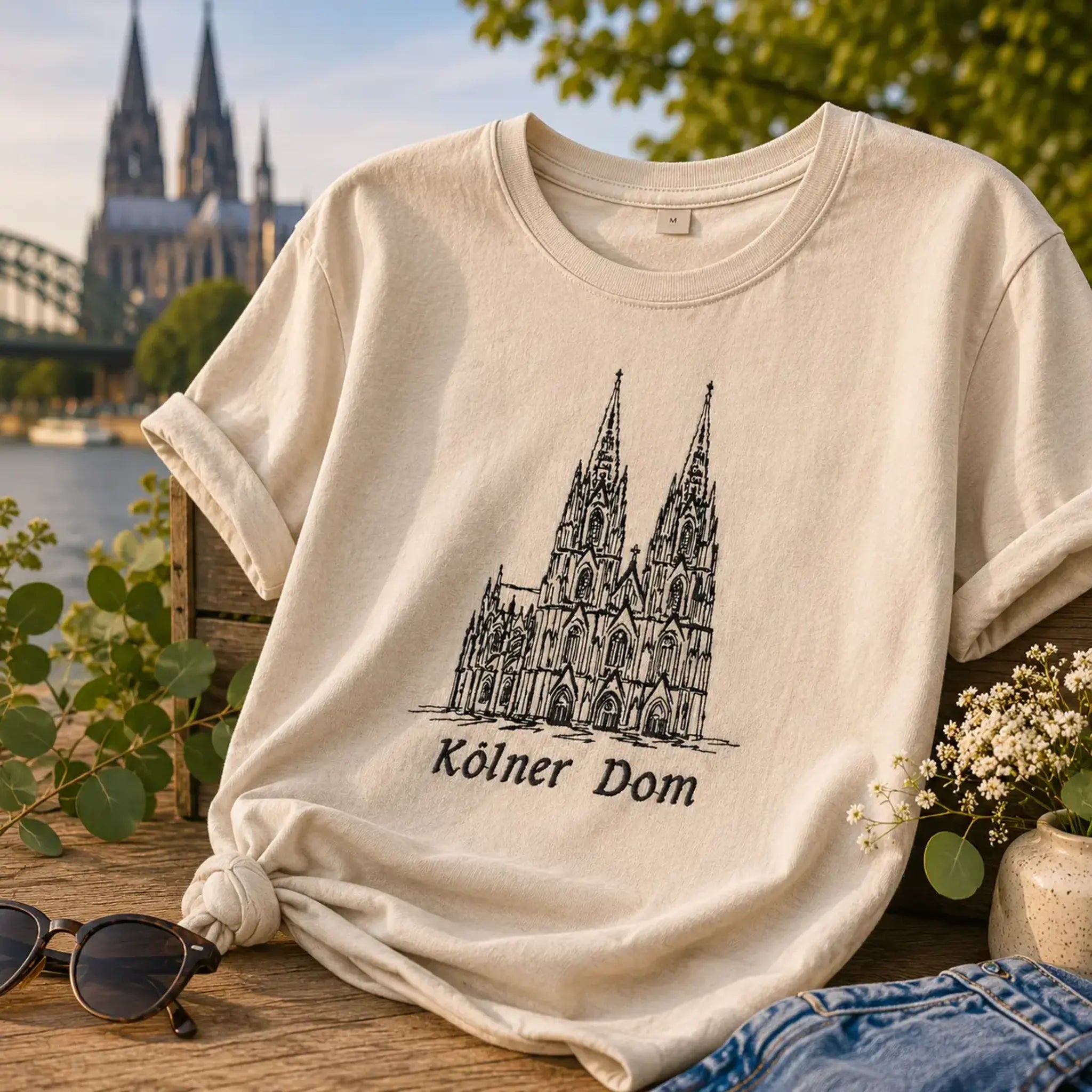 Stickdatei Kölner Dom 🏛️ – Scribble-Motiv mit Schriftzug
