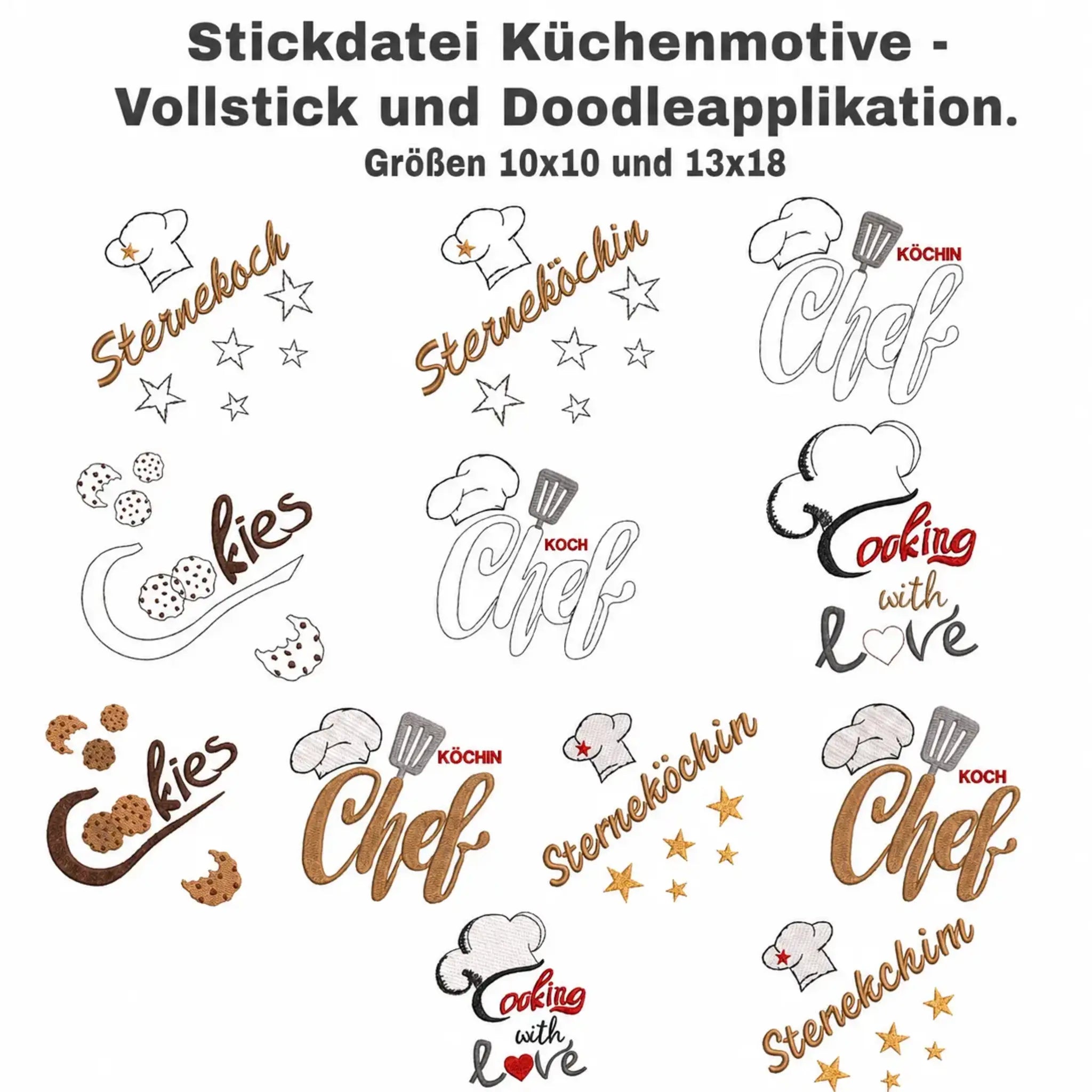 Stickdatei Küchenmotive Set