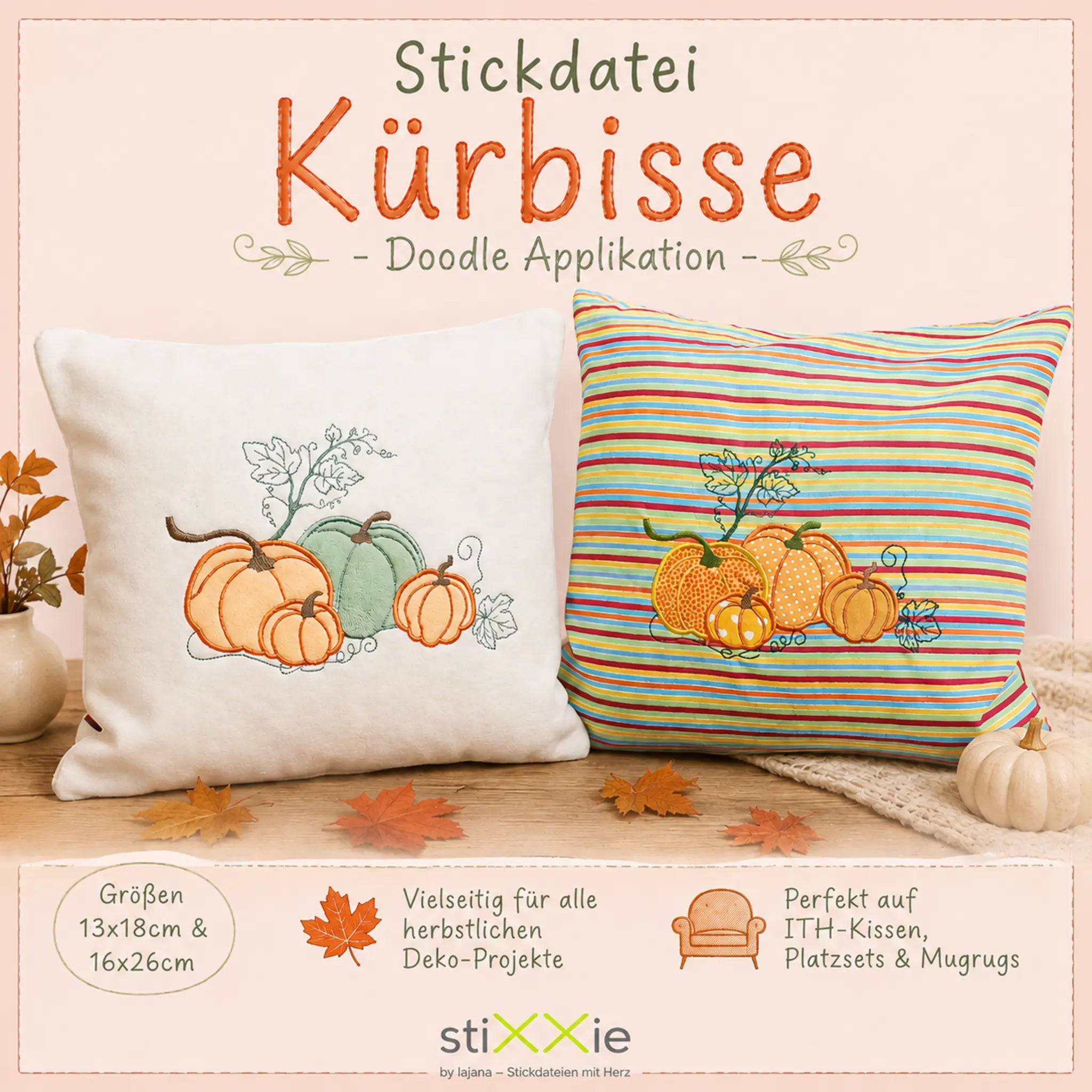 Stickdatei Kürbisse Applikation