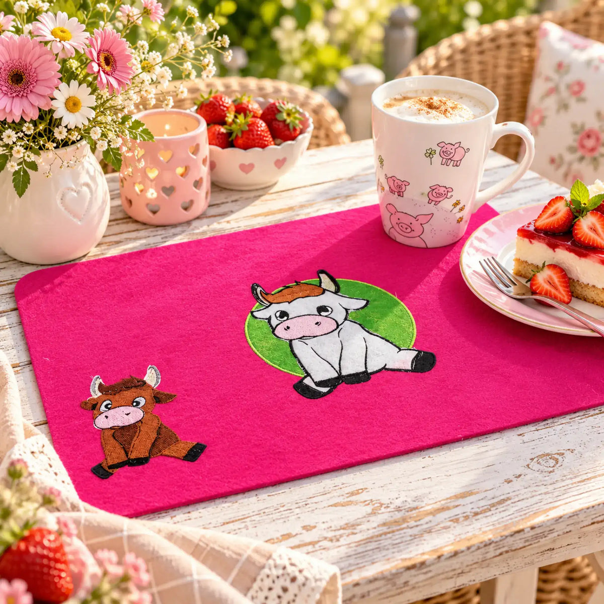 Stickdatei Kuh Elsa – Süße Kuh Vollstick & Doodle-Applikationen