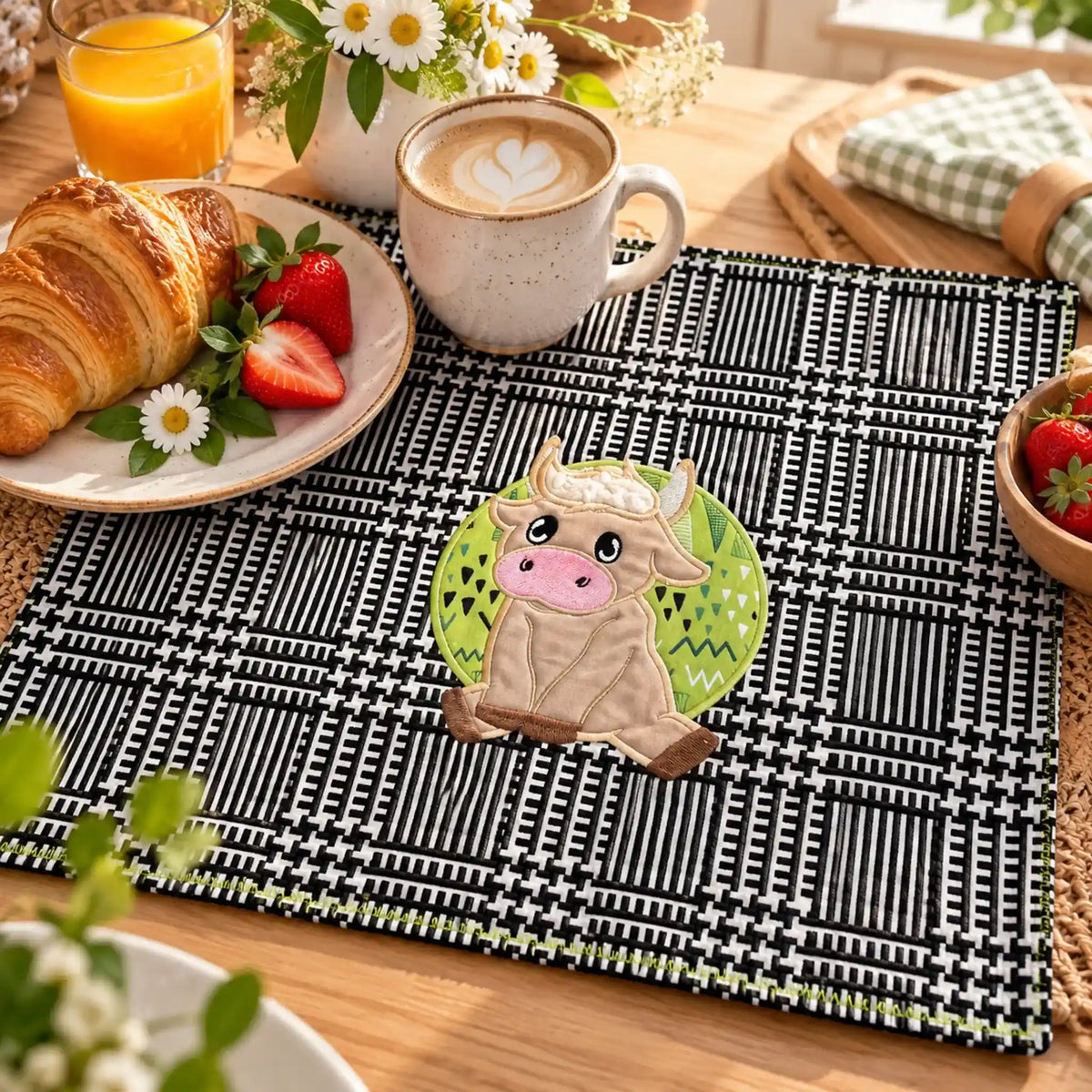 Stickdatei Kuh Elsa – Süße Kuh Vollstick & Doodle-Applikationen