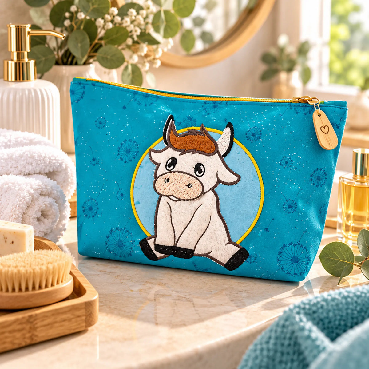Stickdatei Kuh Elsa – Süße Kuh Vollstick & Doodle-Applikationen