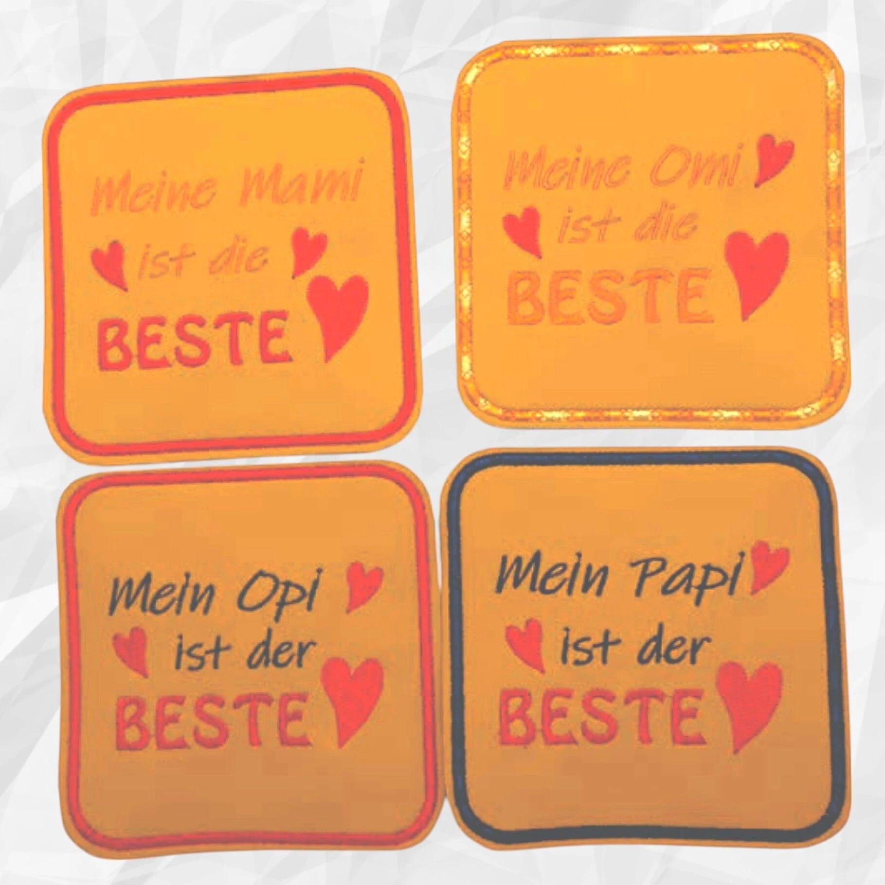 Stickdatei Sprüche Set Mami Papi Omi Opi