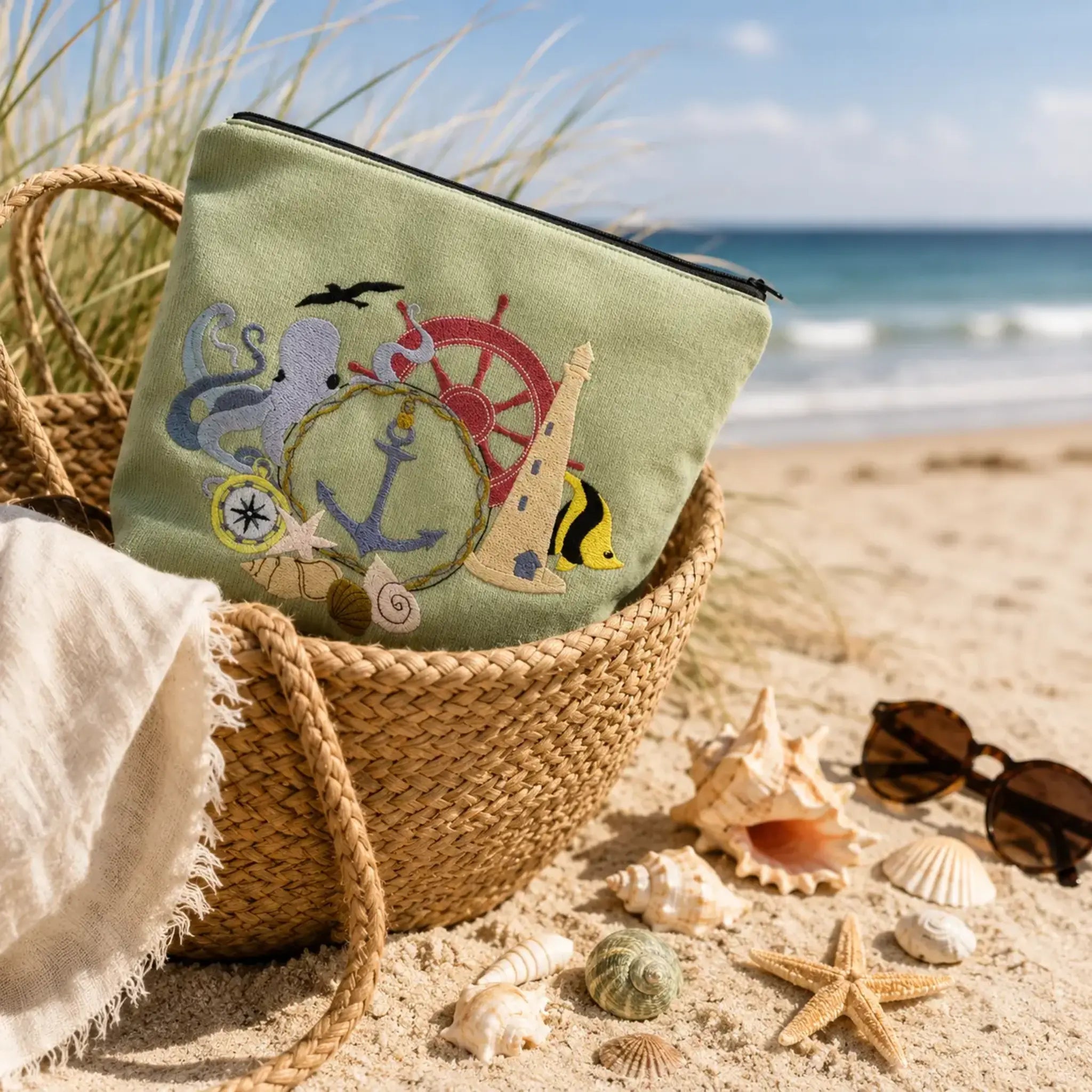 Stickdatei Maritim Nautical – Vintage-Style mit Teilapplikation | stiXXie