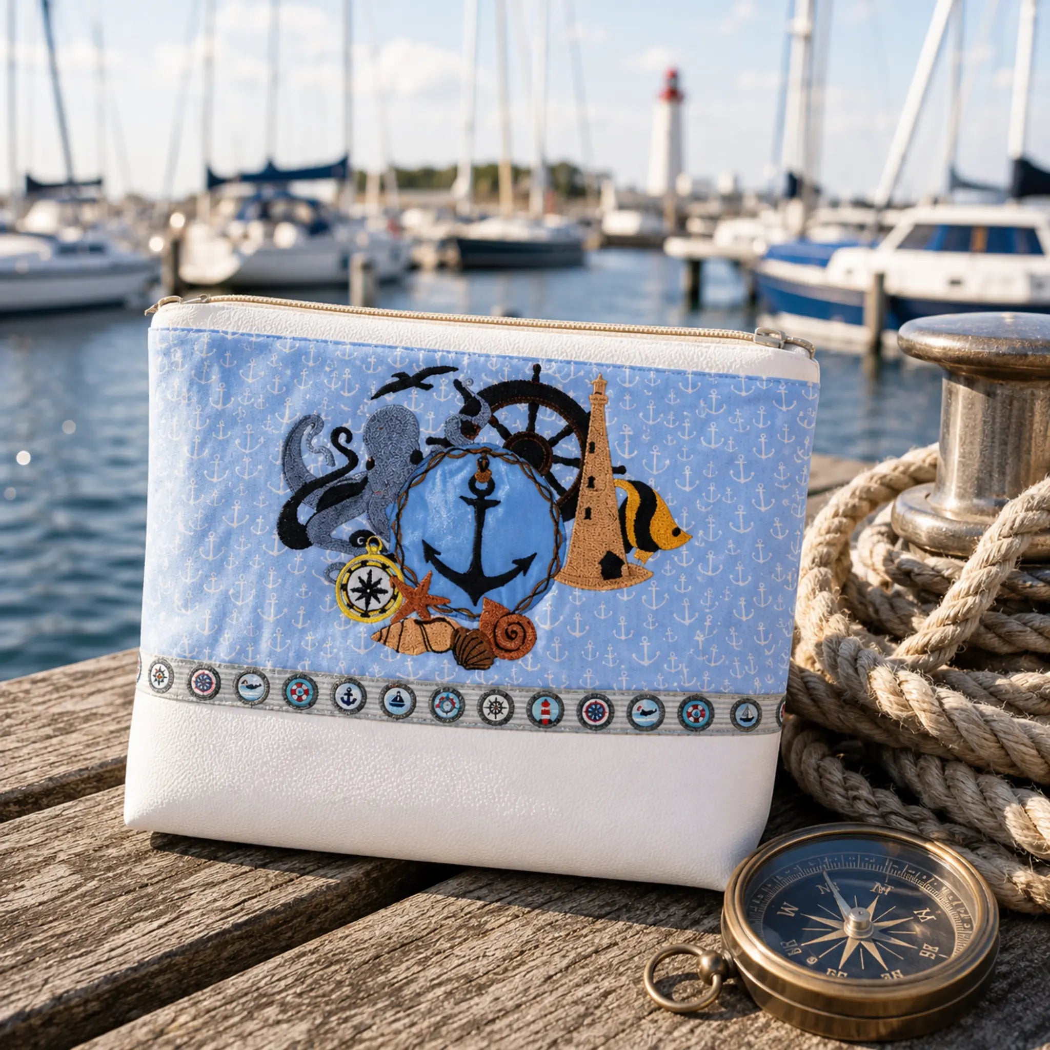 Stickdatei Maritim Nautical – Vintage-Style mit Teilapplikation | stiXXie
