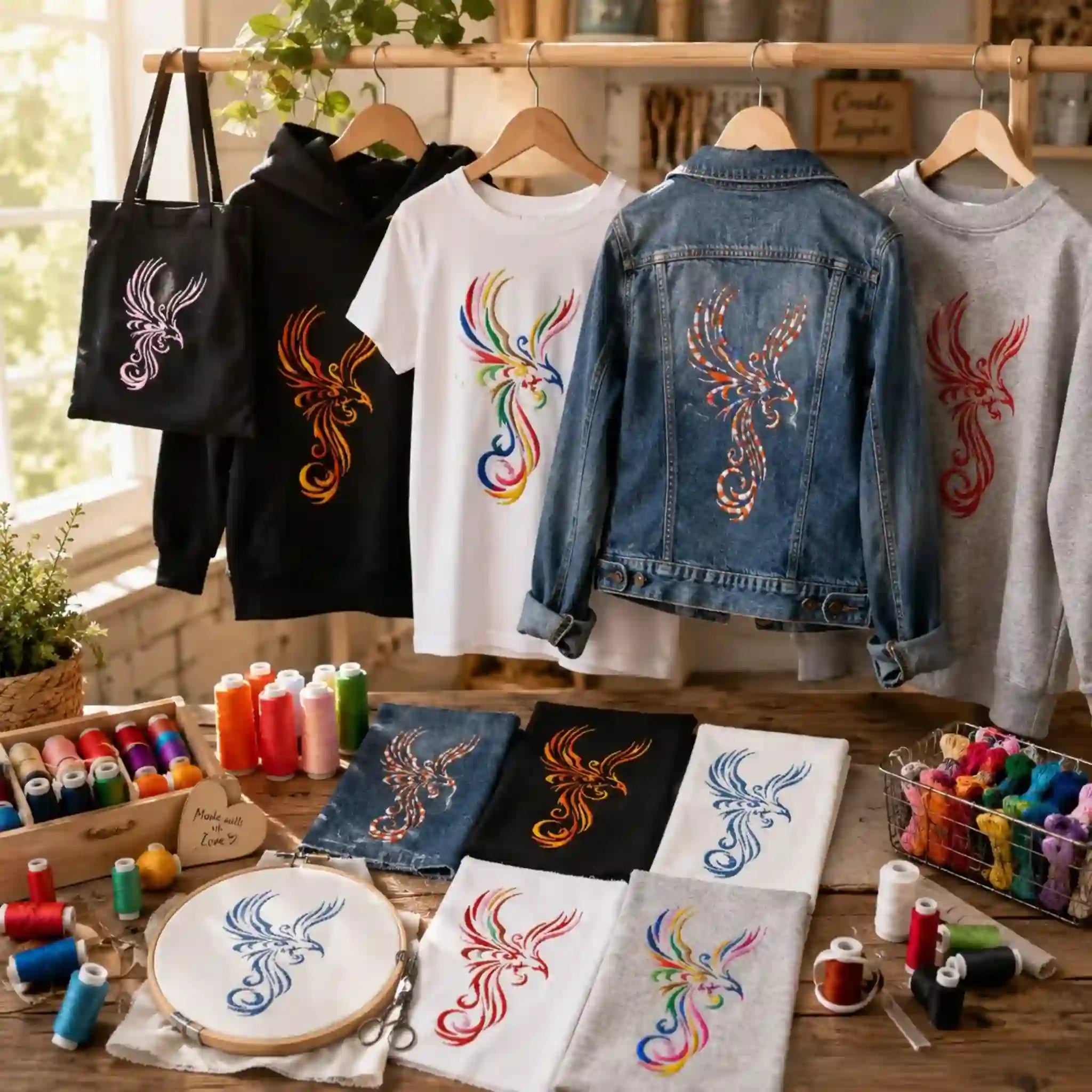 Stickdatei Phoenix Cyrill Tribal – Majestätischer Feuervogel
