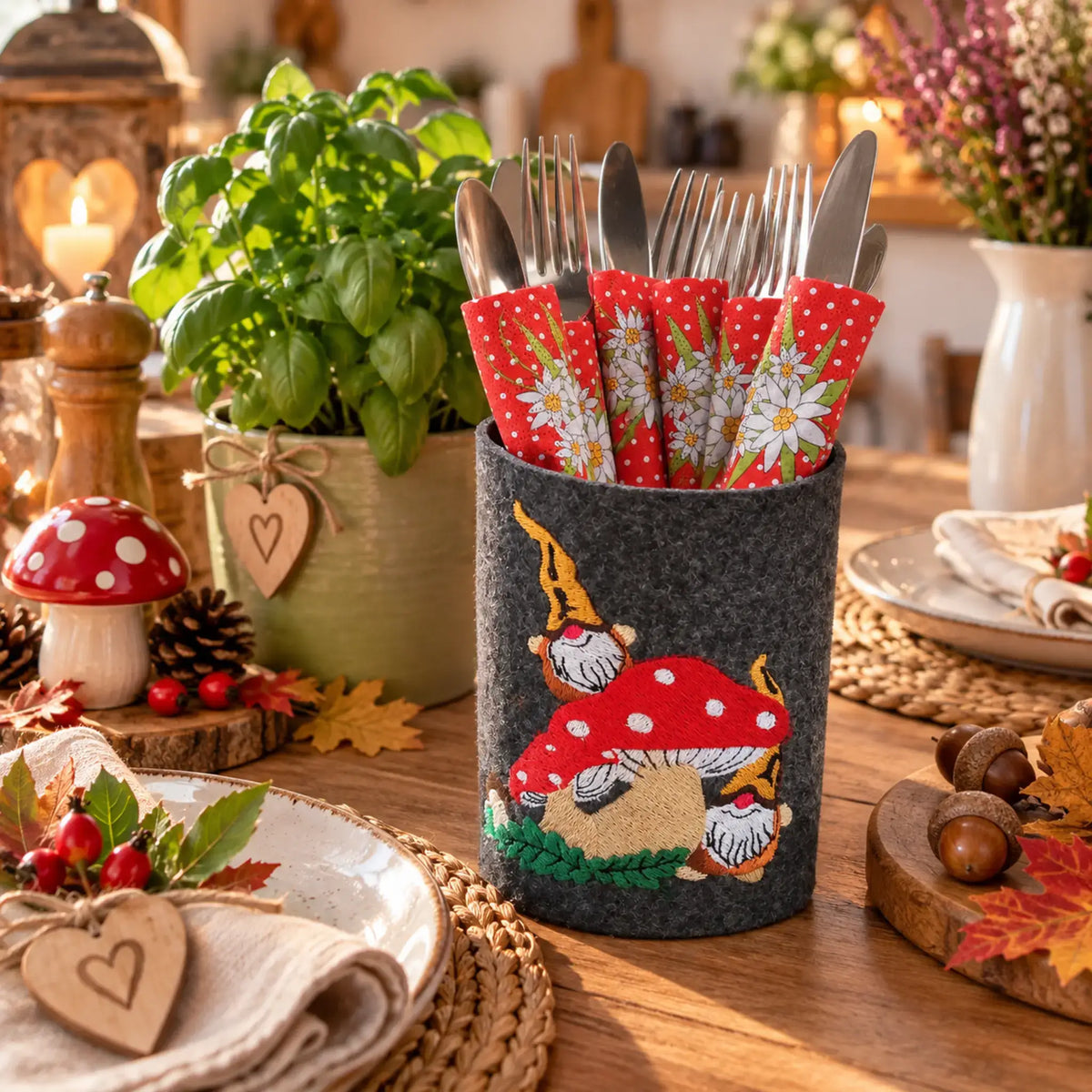 Stickdatei Pilze mit Wichtel