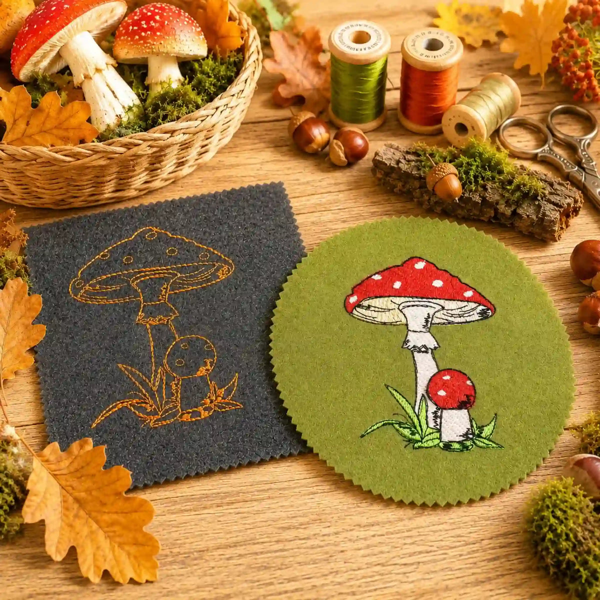 Stickdatei Pilze – Color & Scribble 10x10 cm