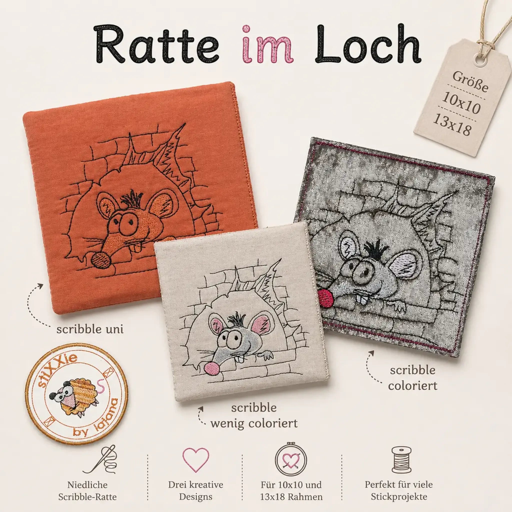 Stickdatei Ratte im Loch