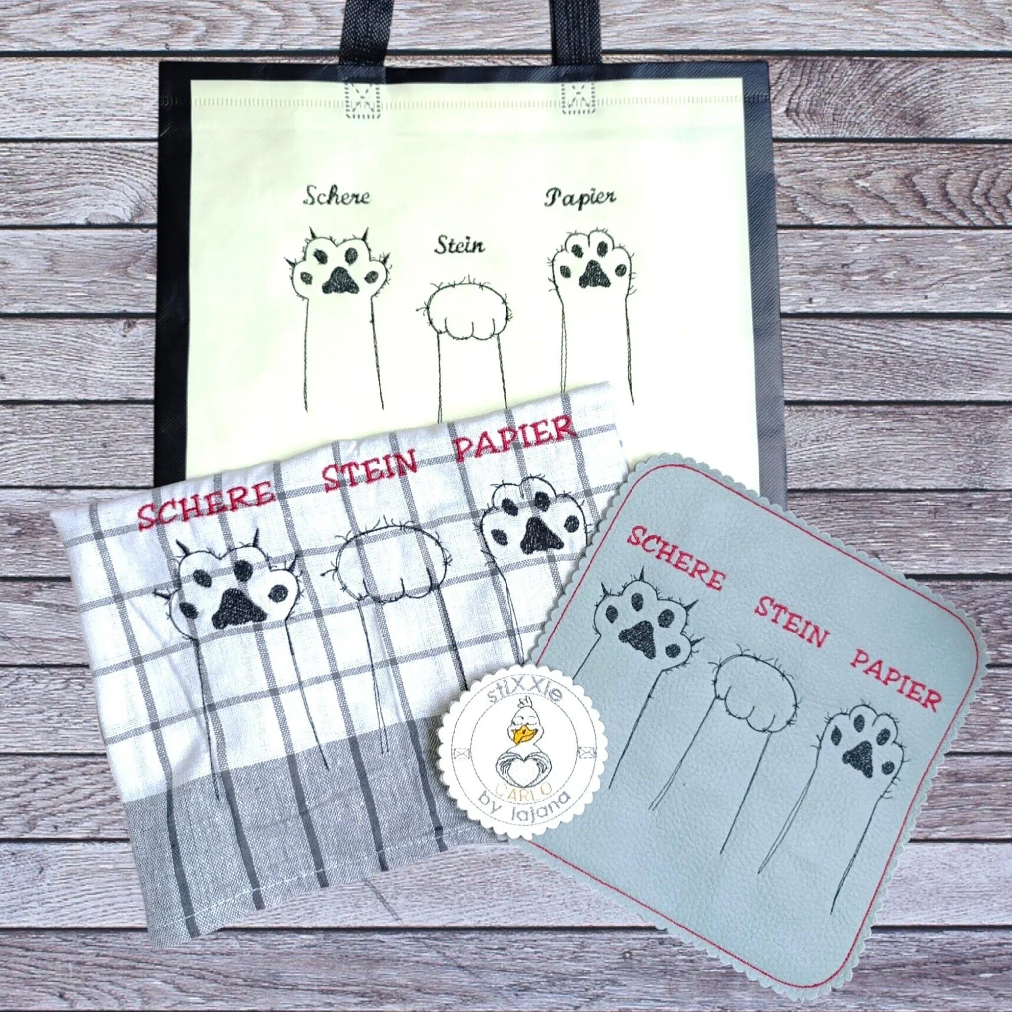 Stickdatei Schere Stein Papier