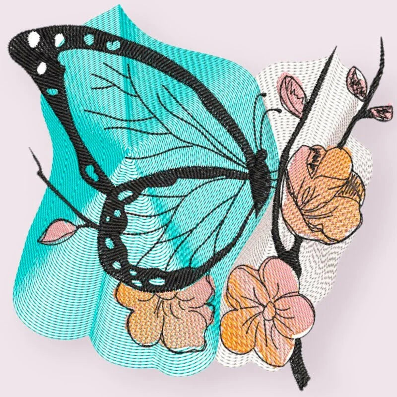 Stickdatei Schmetterling Blume von stiXXie by lajana