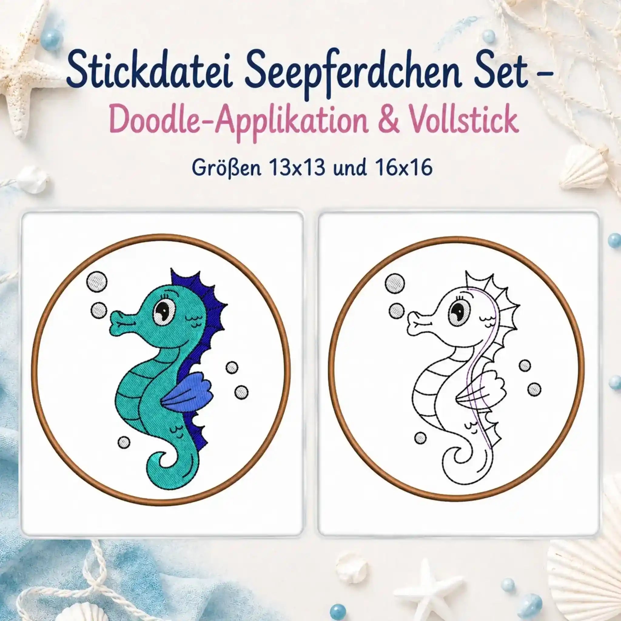 Stickdatei Seepferdchen Set