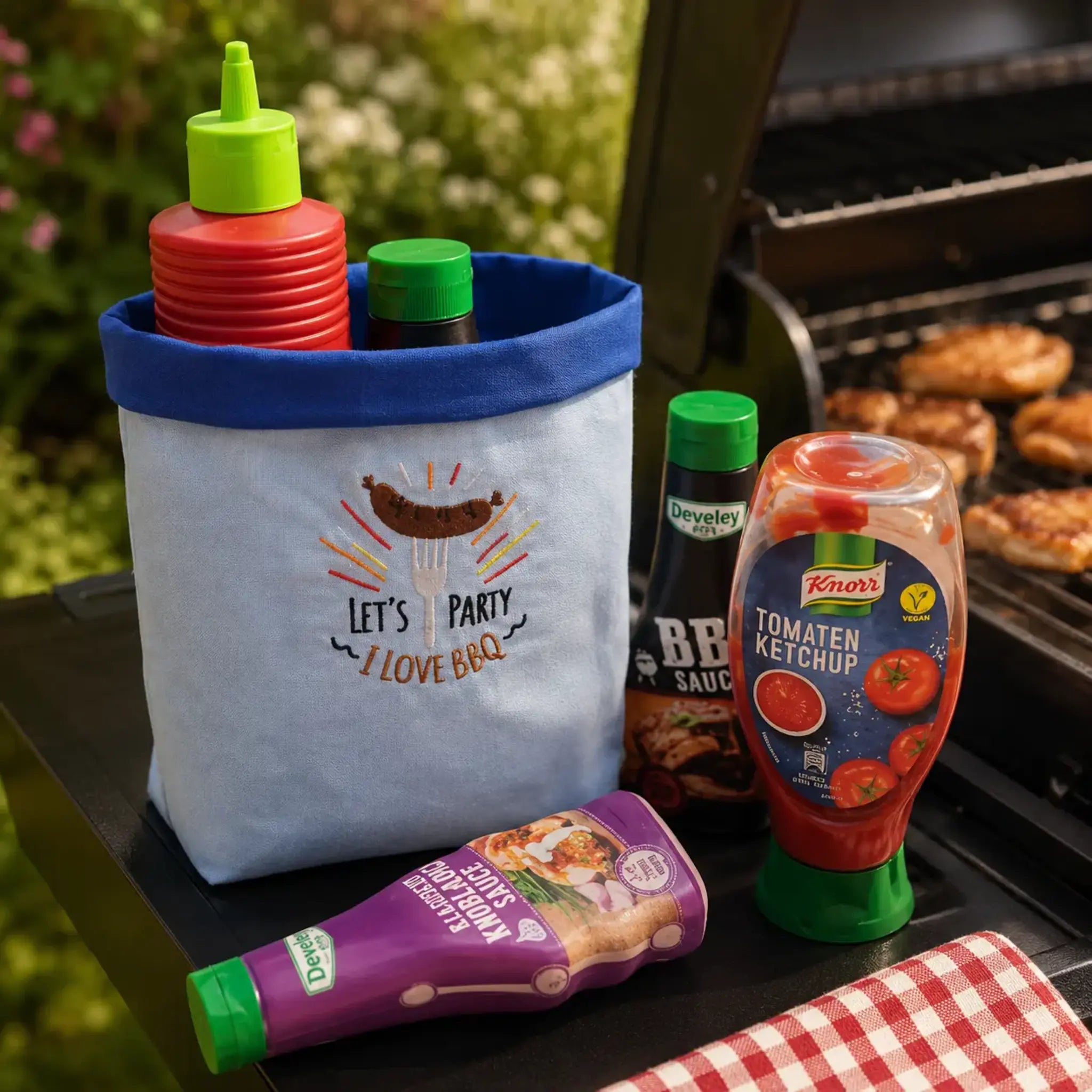 BBQ Grill Stickdatei Set – 9 Motive für Grillschürze & Küchentextilien