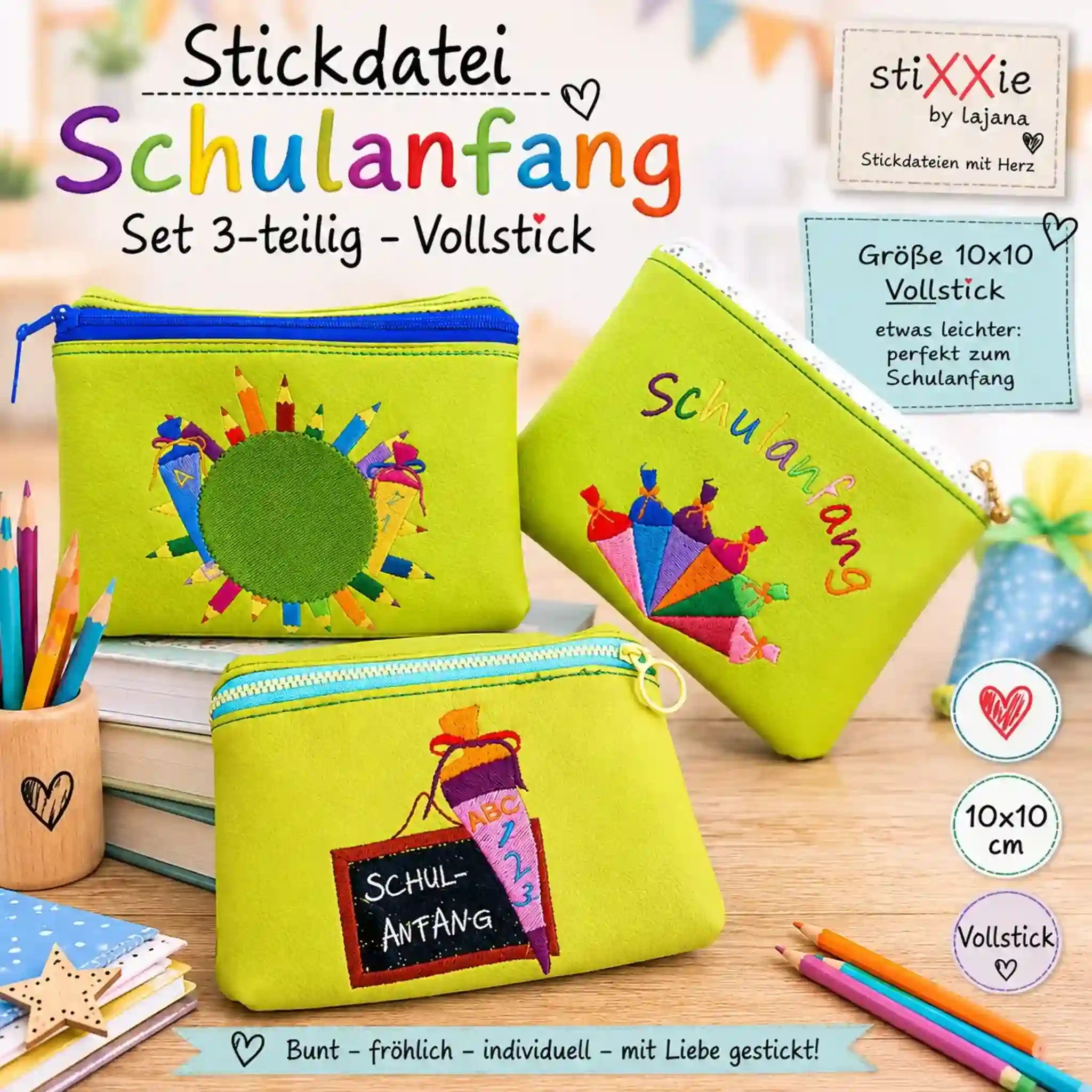 Stickdatei Schulanfang Set 3-teilig