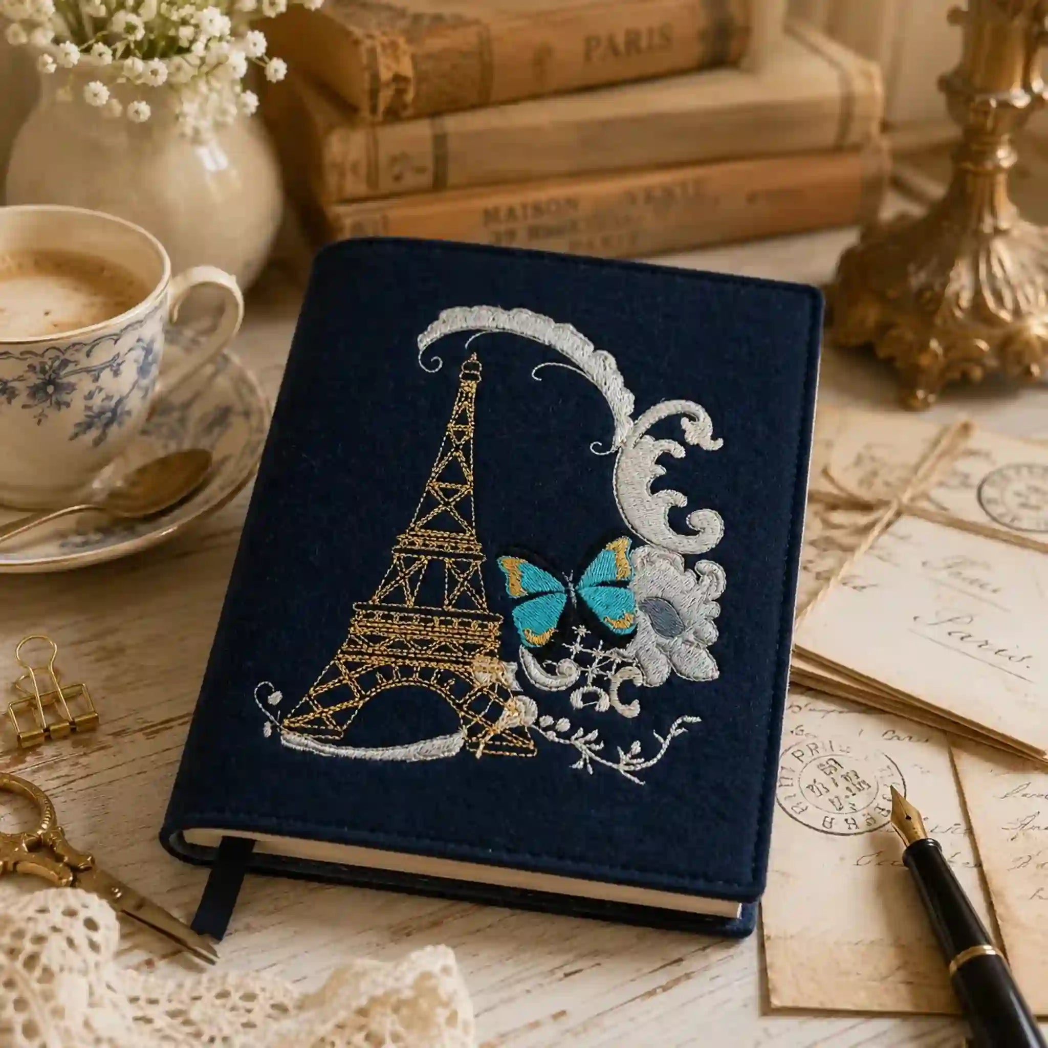 Stickdatei Eiffelturm Vintage Post Card – Shabby Chic