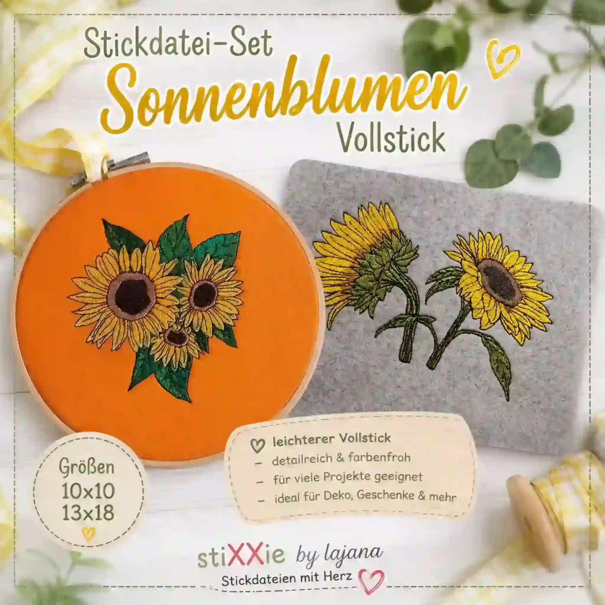 Stickdatei Blumen Sonnenblumen