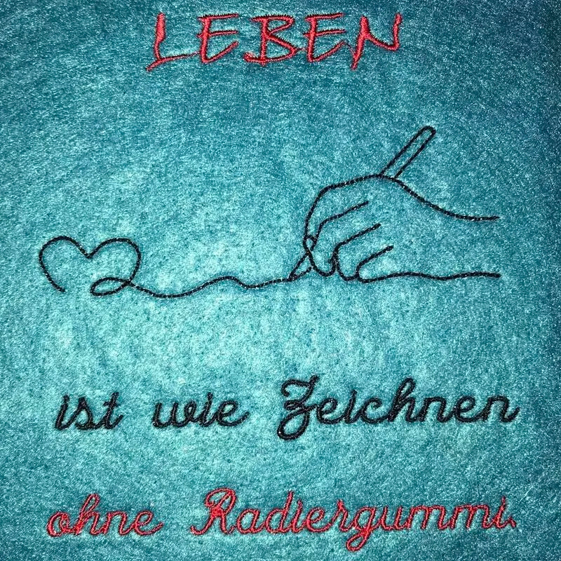 Stickdatei Spruch Leben ist... mit Grafik von stiXXie by lajana