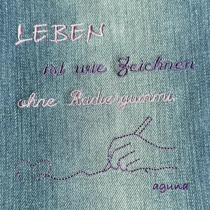 Stickdatei Spruch Leben ist... mit Grafik von stiXXie by lajana