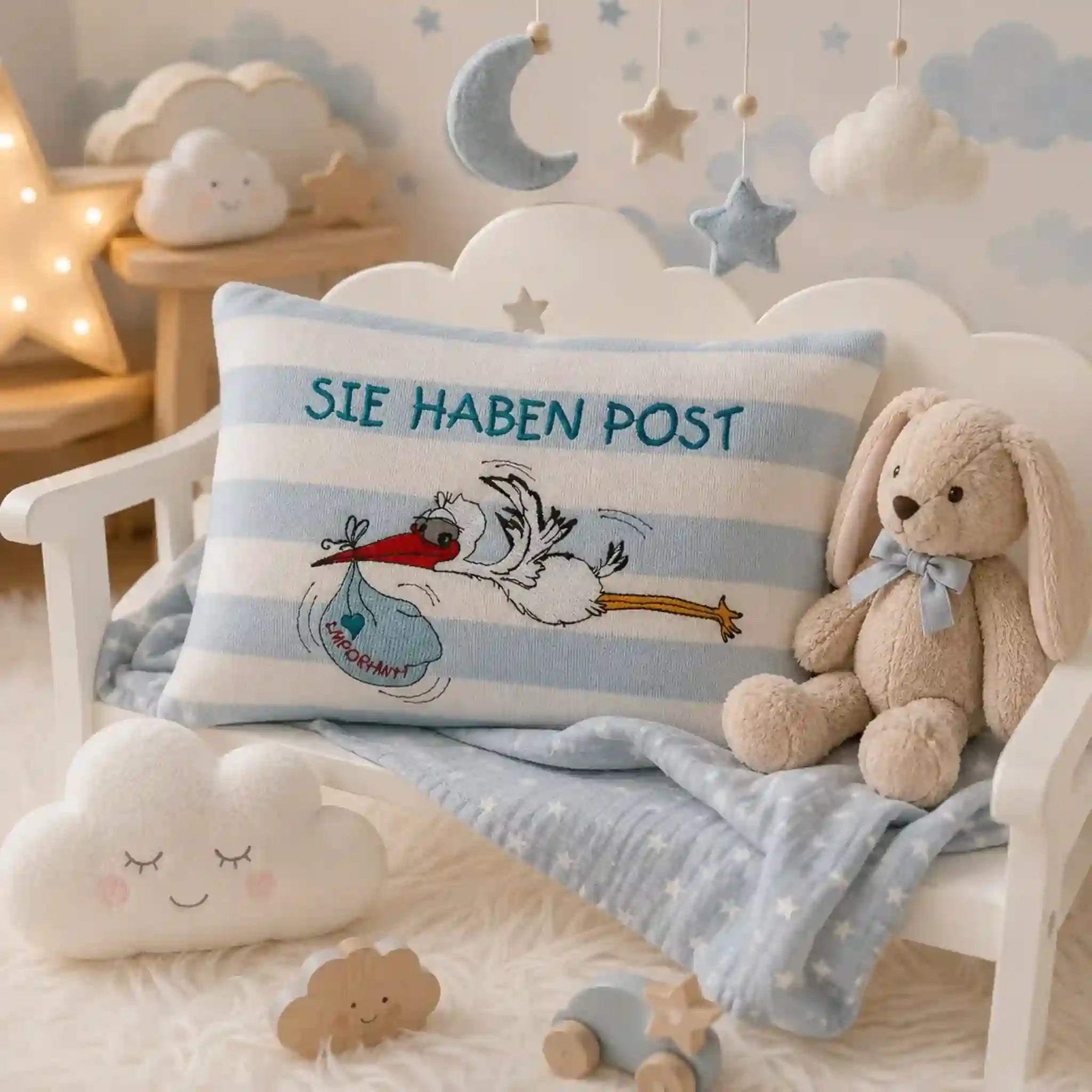 Stickdatei Storch-Post mit Spruch 🐣