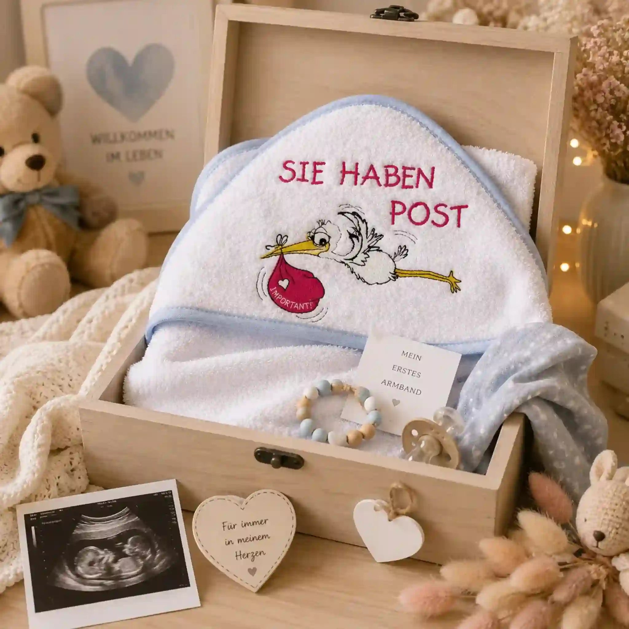 Stickdatei Storch-Post mit Spruch 🐣
