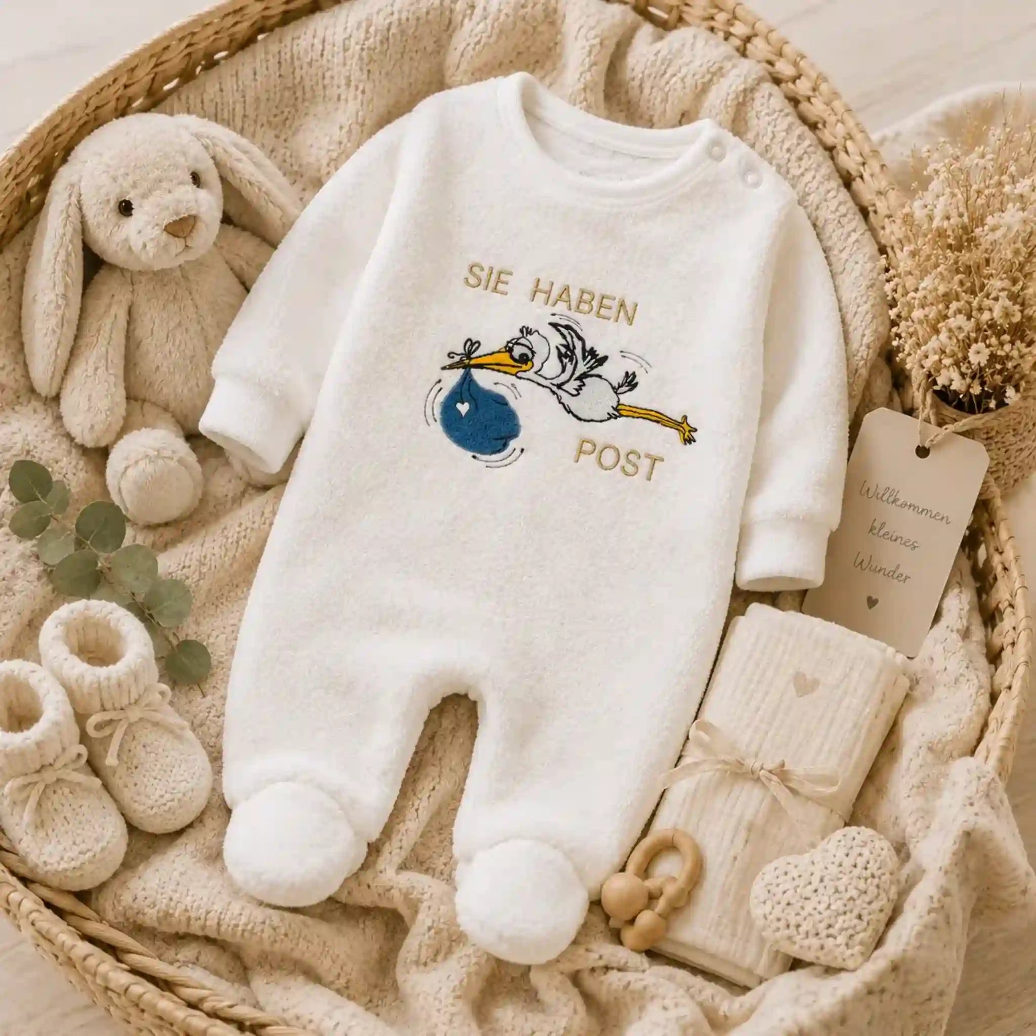 Stickdatei Storch-Post mit Spruch 🐣