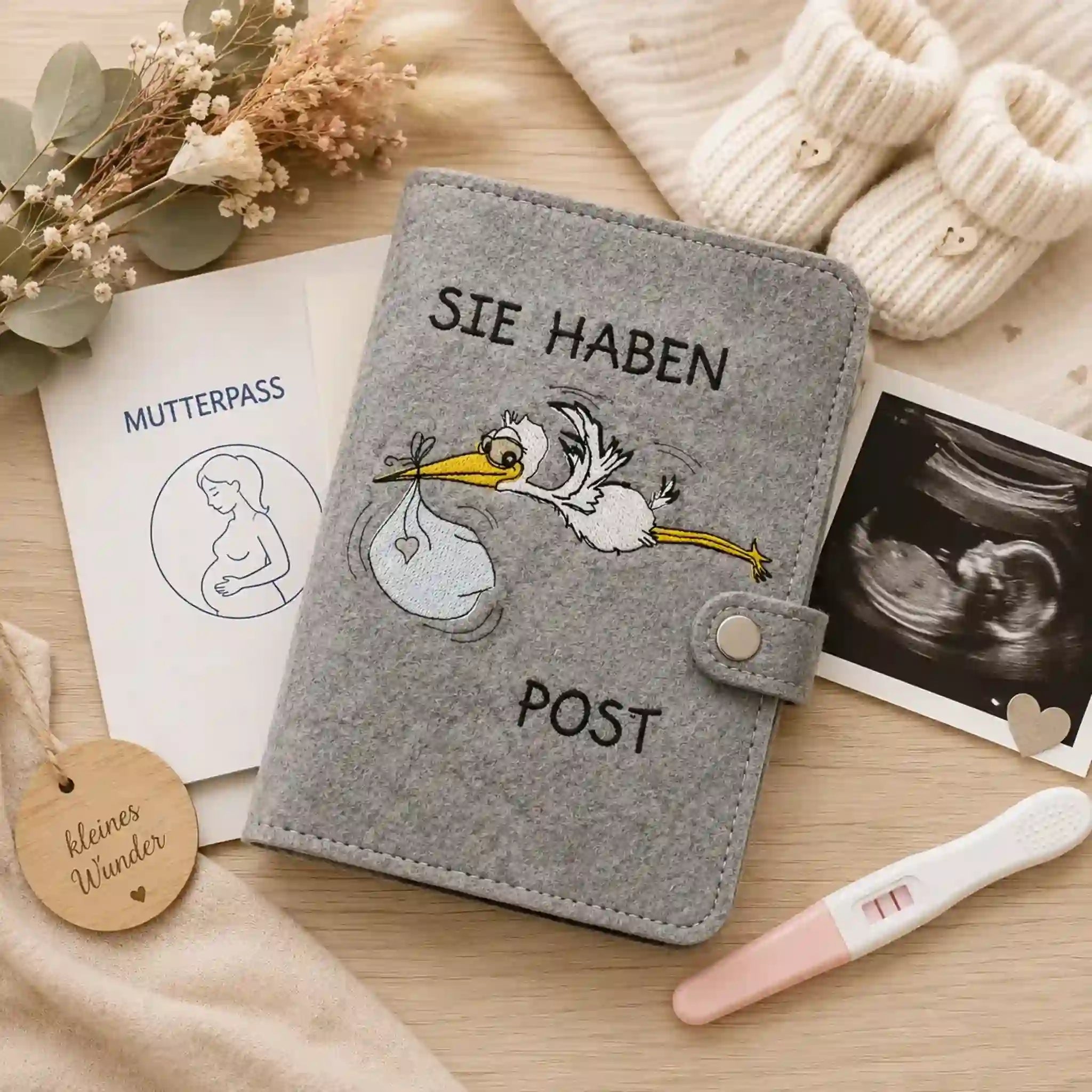 Stickdatei Storch-Post mit Spruch 🐣