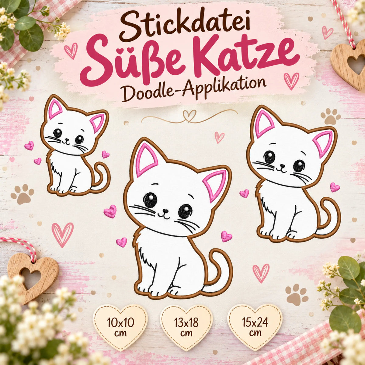 Stickdatei Süße Katze - Applikation