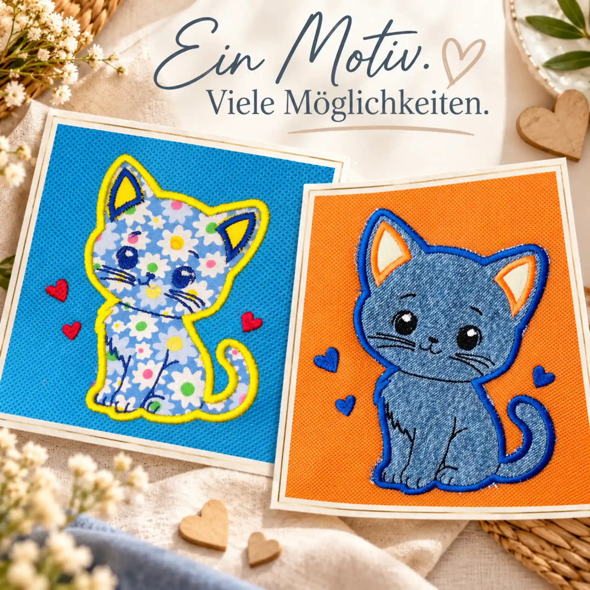 Stickdatei Süße Katze - Applikation
