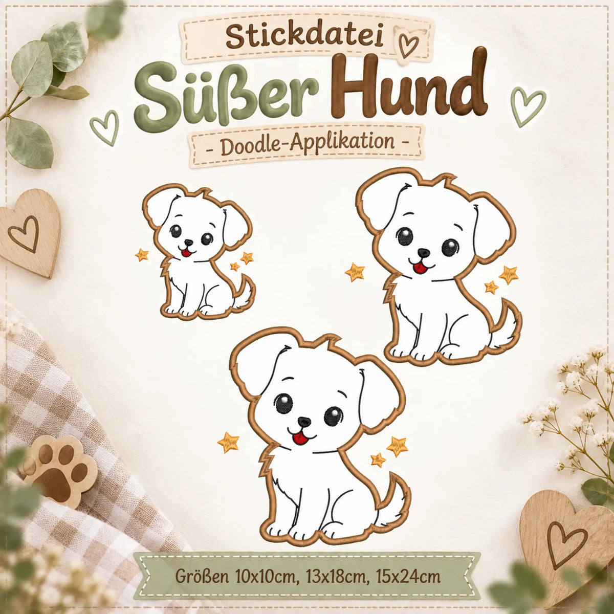 Stickdatei Süßer Hund - Applikation