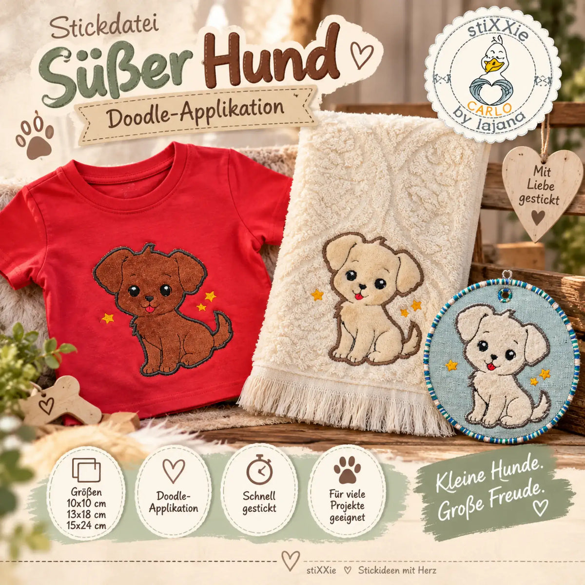 Stickdatei Süßer Hund - Applikation