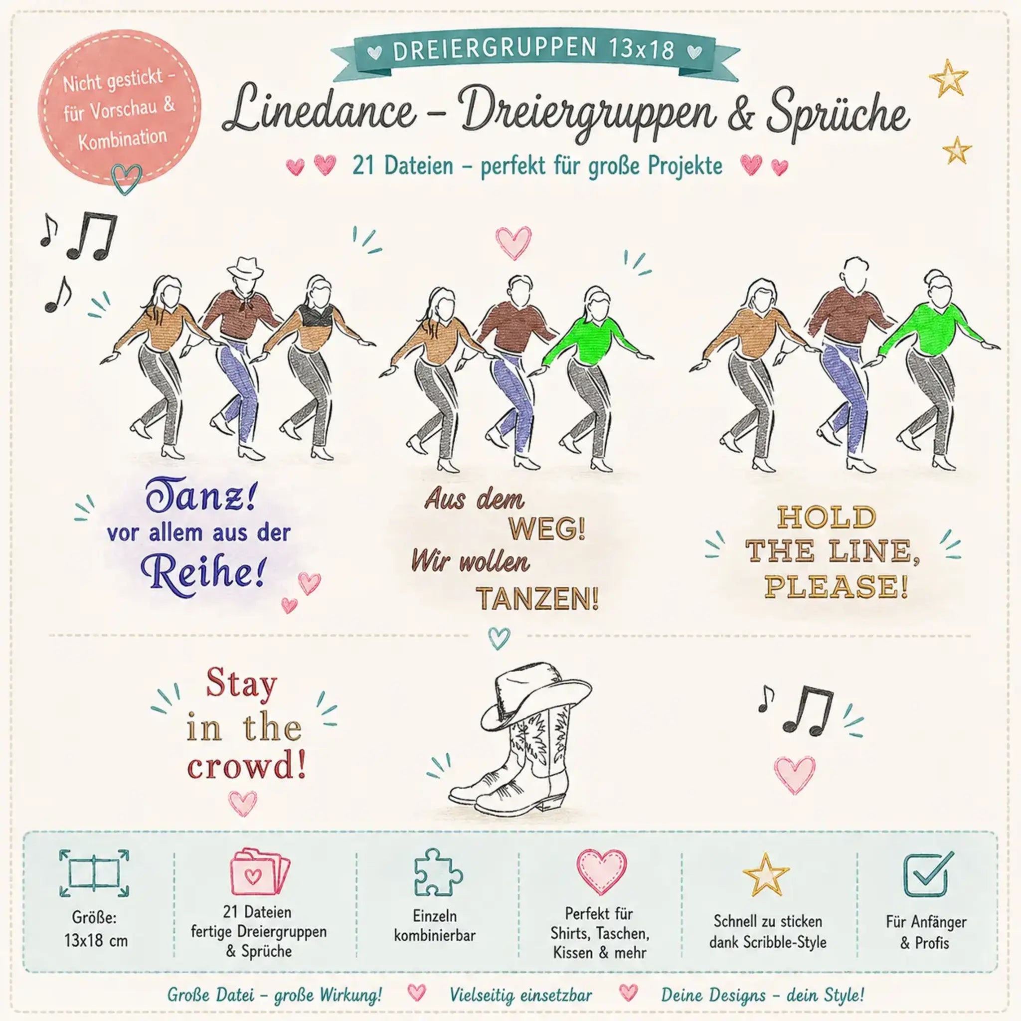 Stickdatei Tanzen Linedance 👢