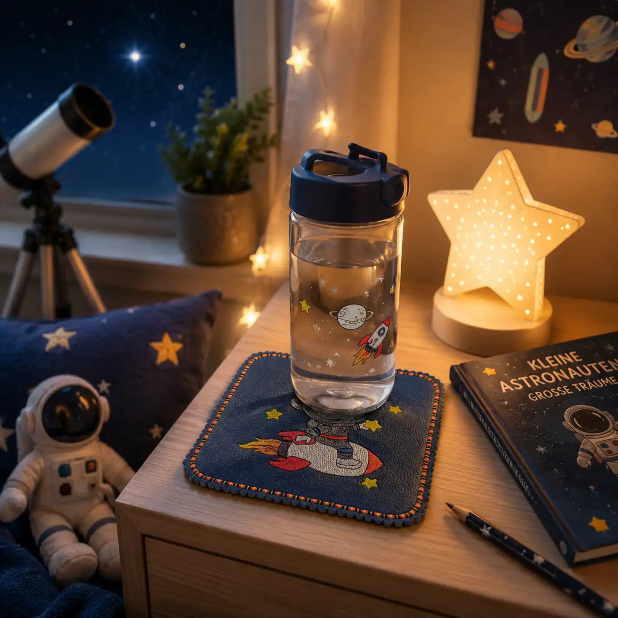 Stickdatei und Applikation Astronaut – Vollstick & Doodle-Appli