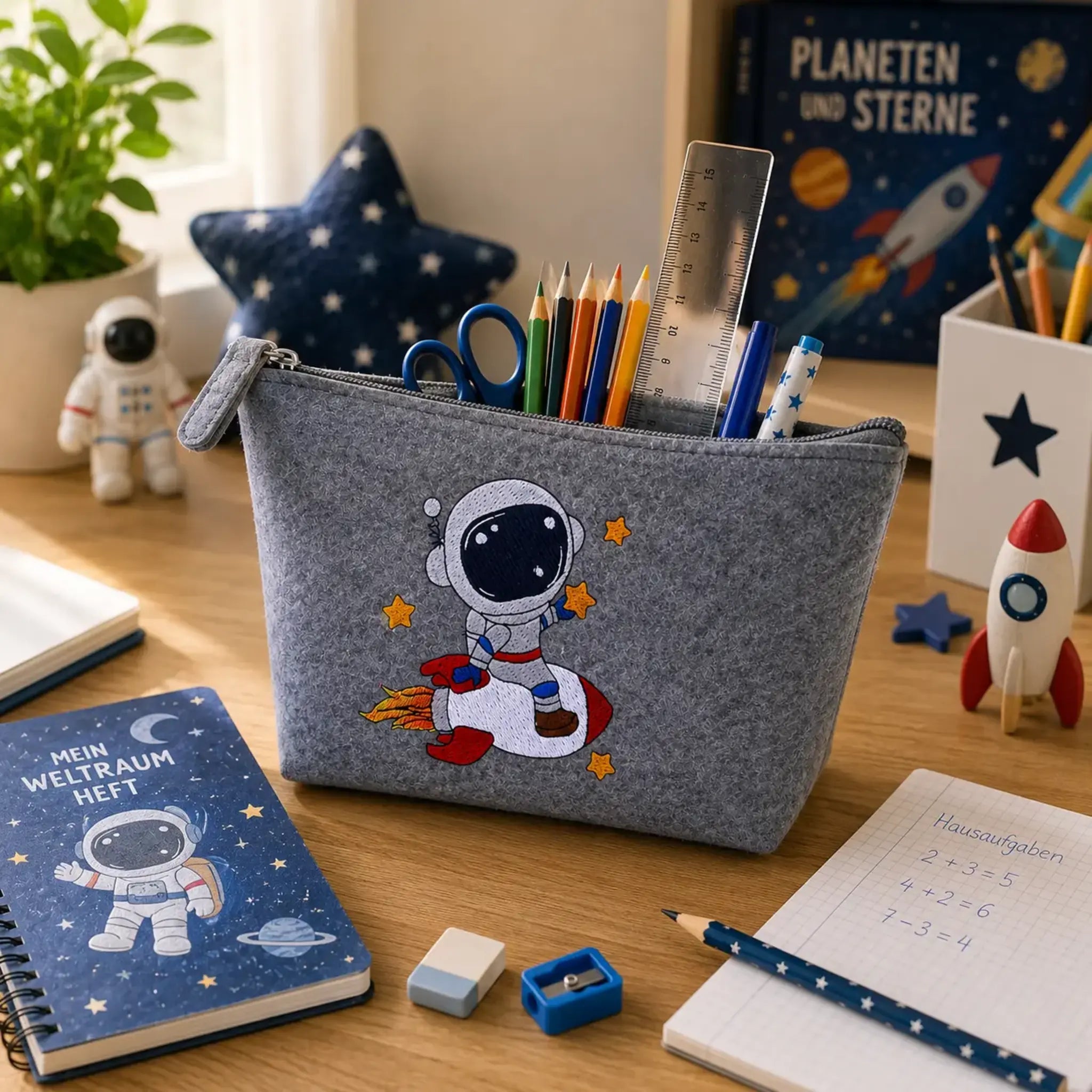 Stickdatei und Applikation Astronaut – Vollstick & Doodle-Appli