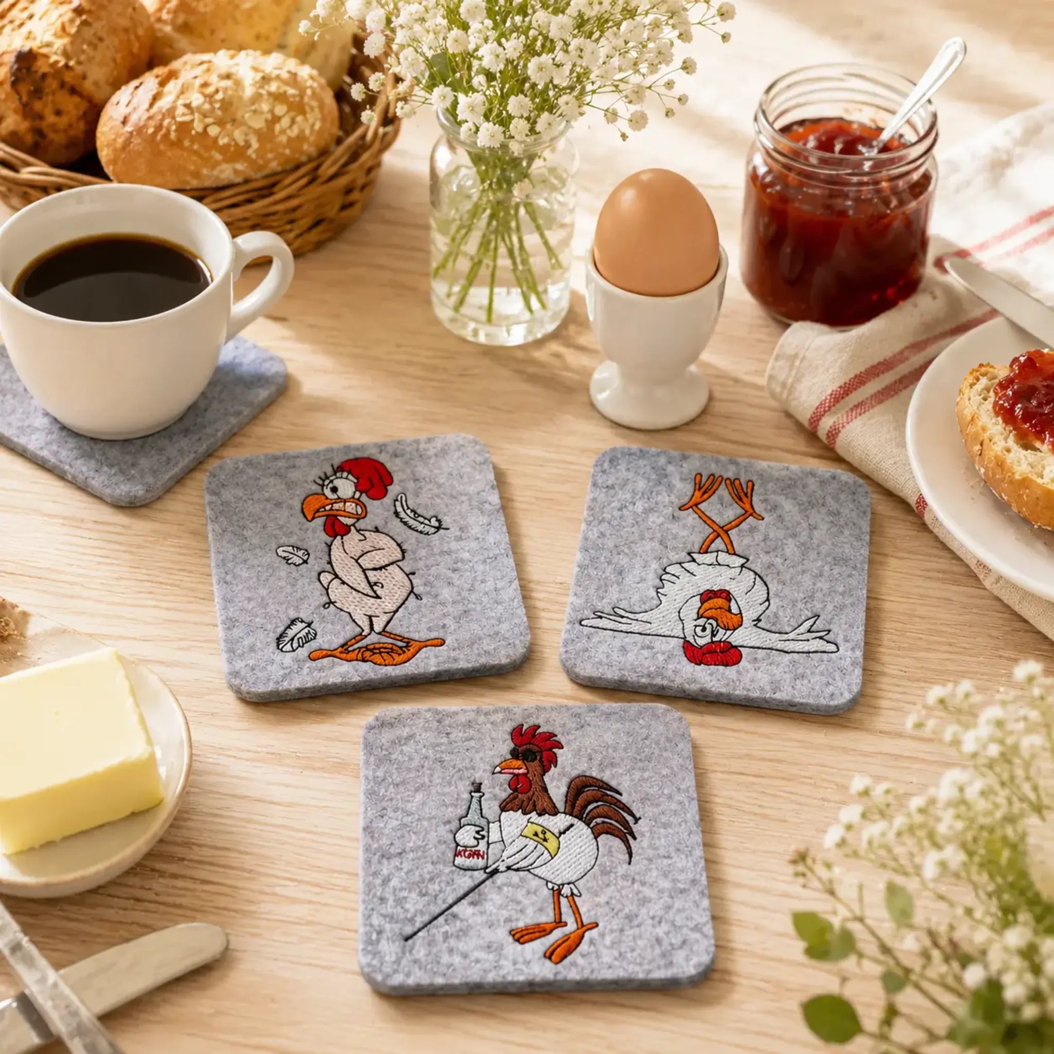 Stickdatei Verrückte Hühner – 3 witzige Designs
