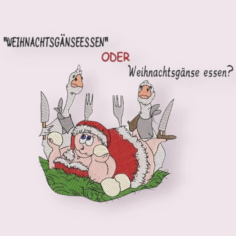 Stickdatei Weihnachtsgänse mit Spruch von stiXXie by lajana